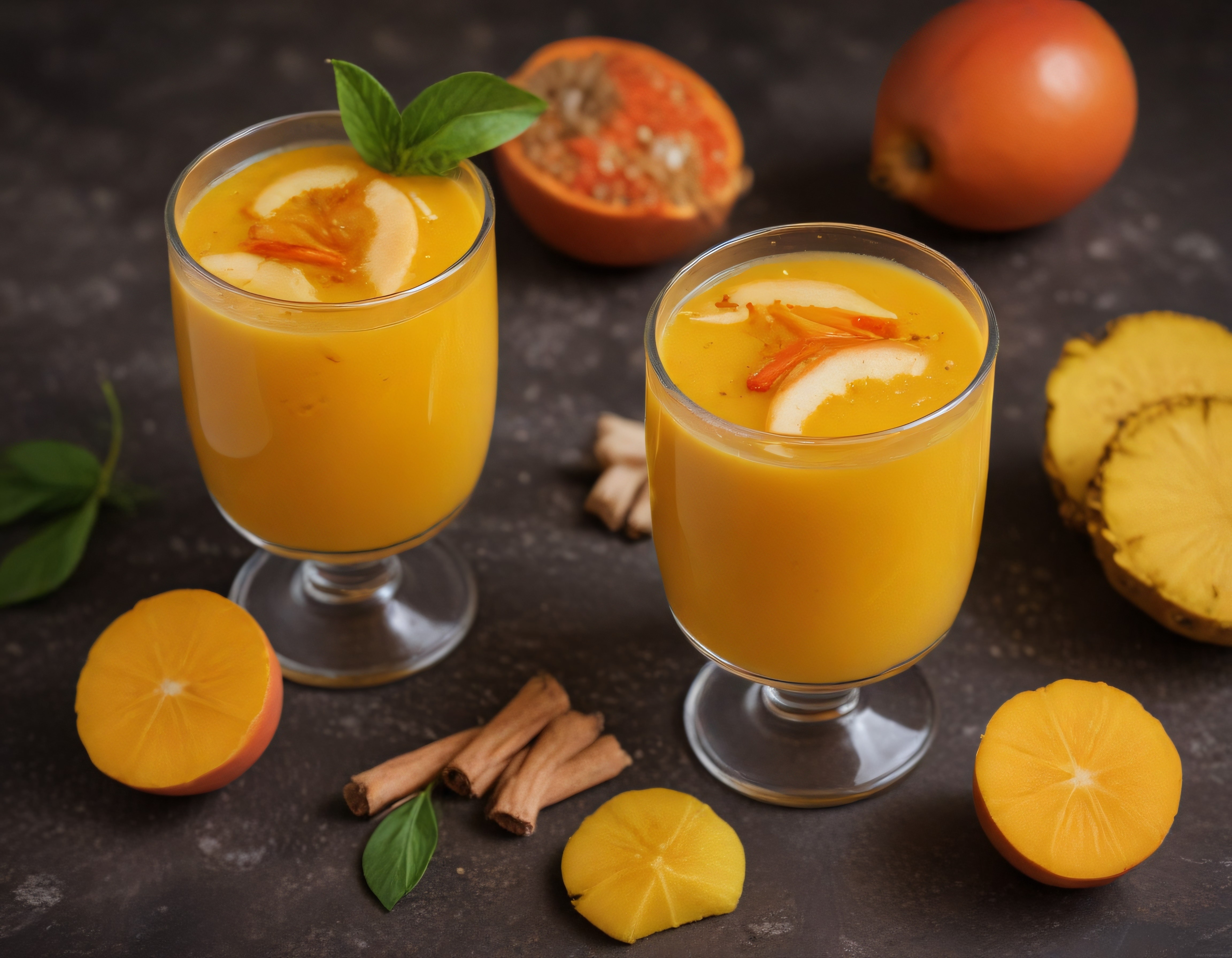 Hurma ve Ananaslı Tarçınlı Smoothie Bardak Sunumu ile Mevsimsel İçecek Tarifi