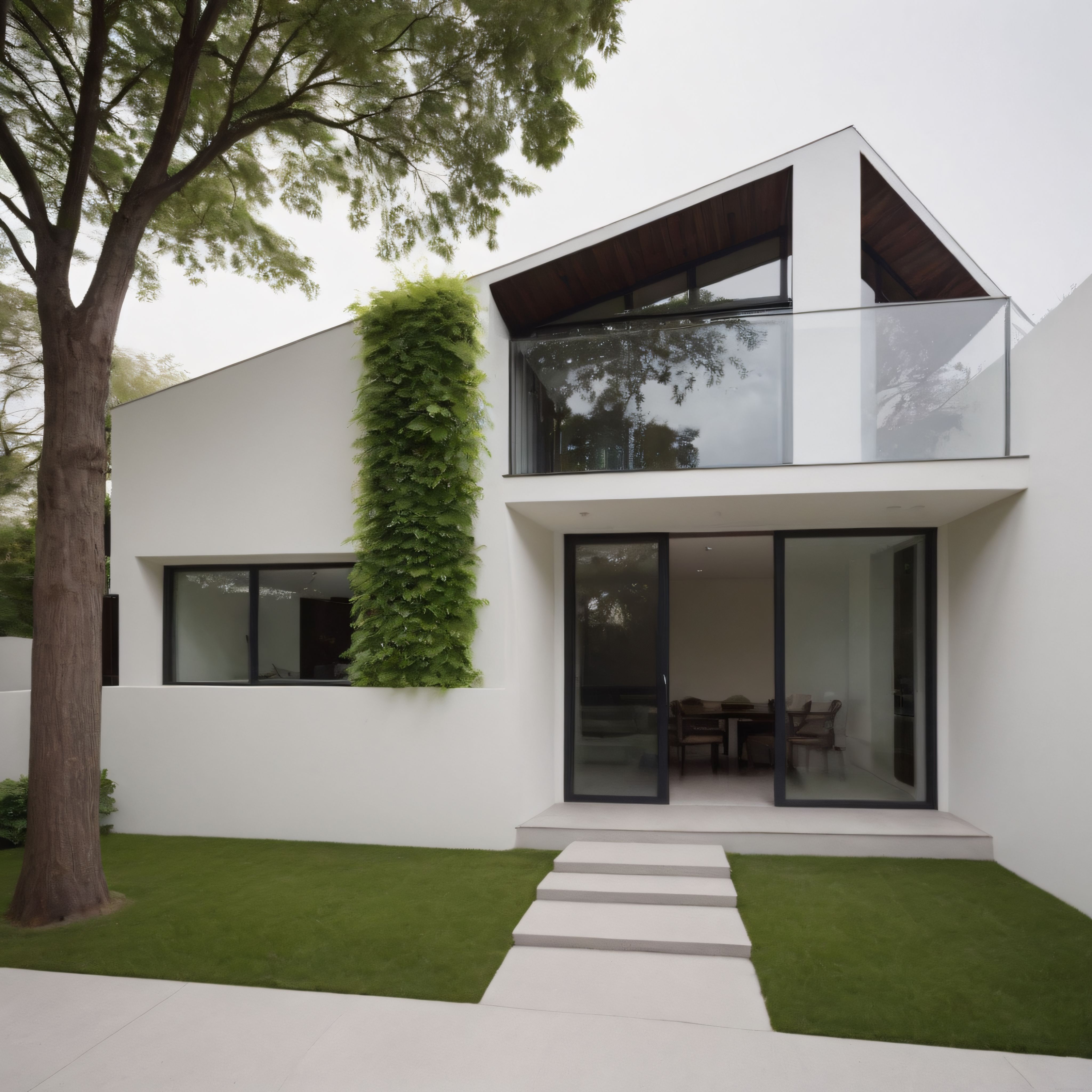 İç İçe Geçen Doğa ve Modern Mimari: Yeşil Duvarlı Minimalist Konut