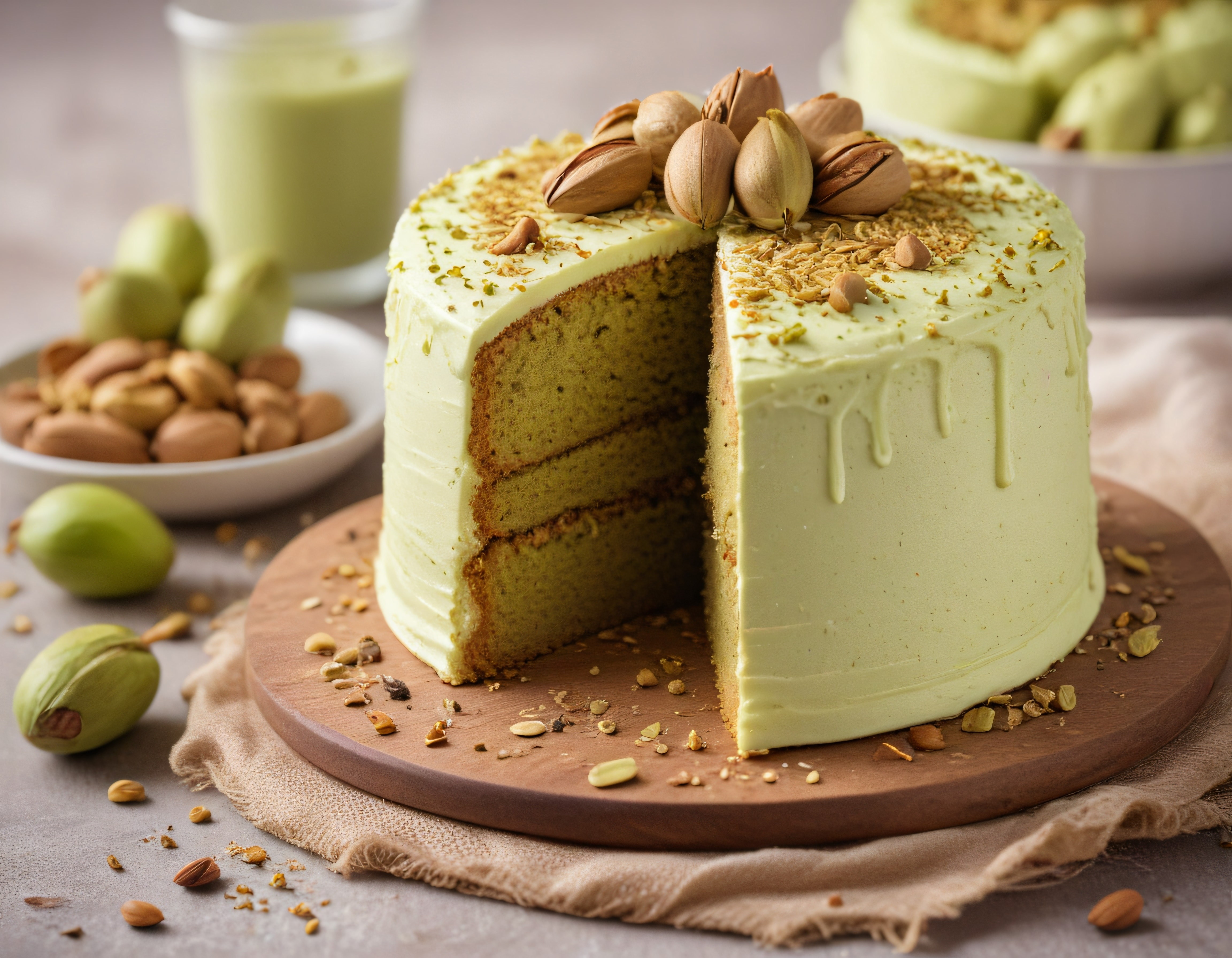 İçi Yumuşacık Fıstık Kremalı Katmanlı Pasta Tarifi ve Sunum