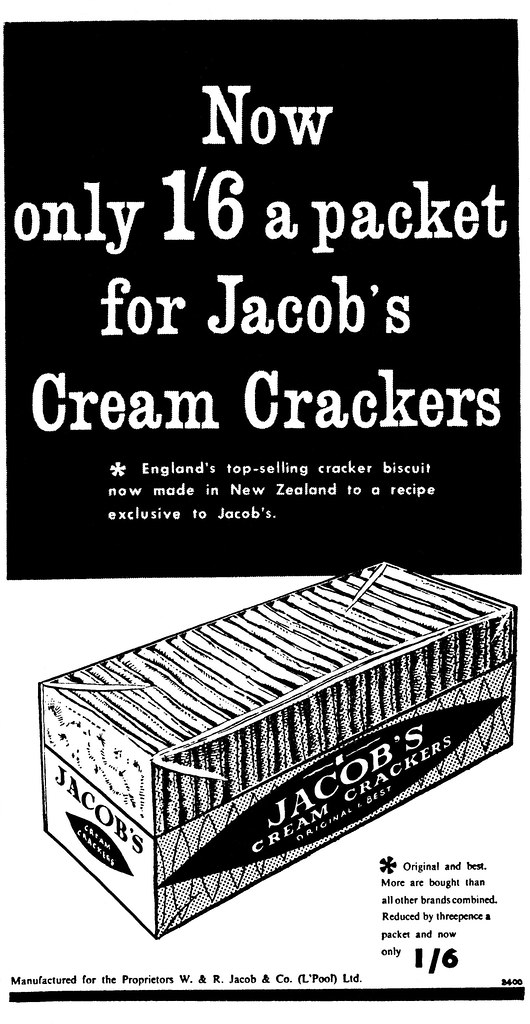 İngiliz Jacob's Cream Crackers Nostaljik Siyah Beyaz Reklam Afişi