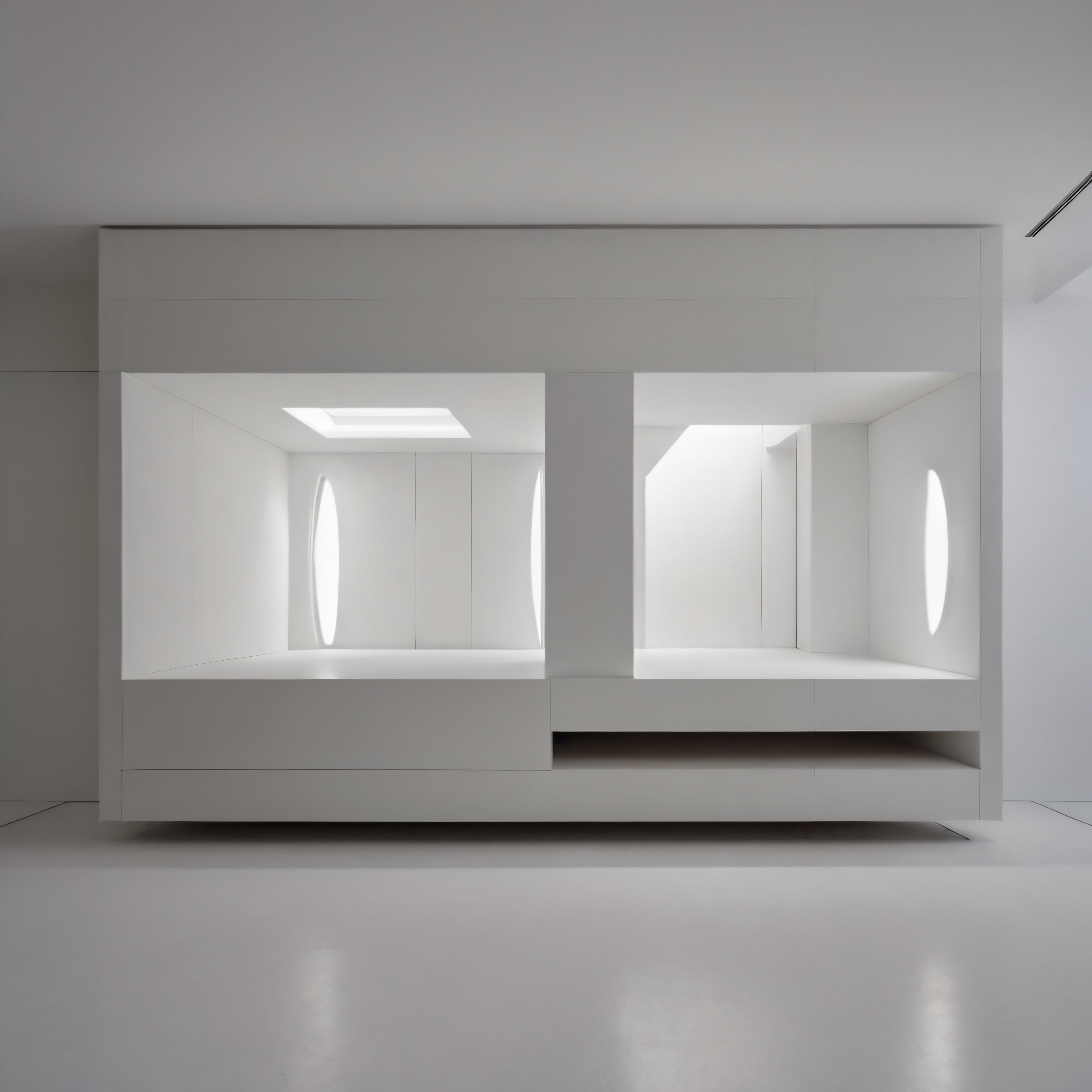 Işığın Dans Ettiği Minimalist Beyaz İç Mekan ve Geometrik Mimari Detaylar