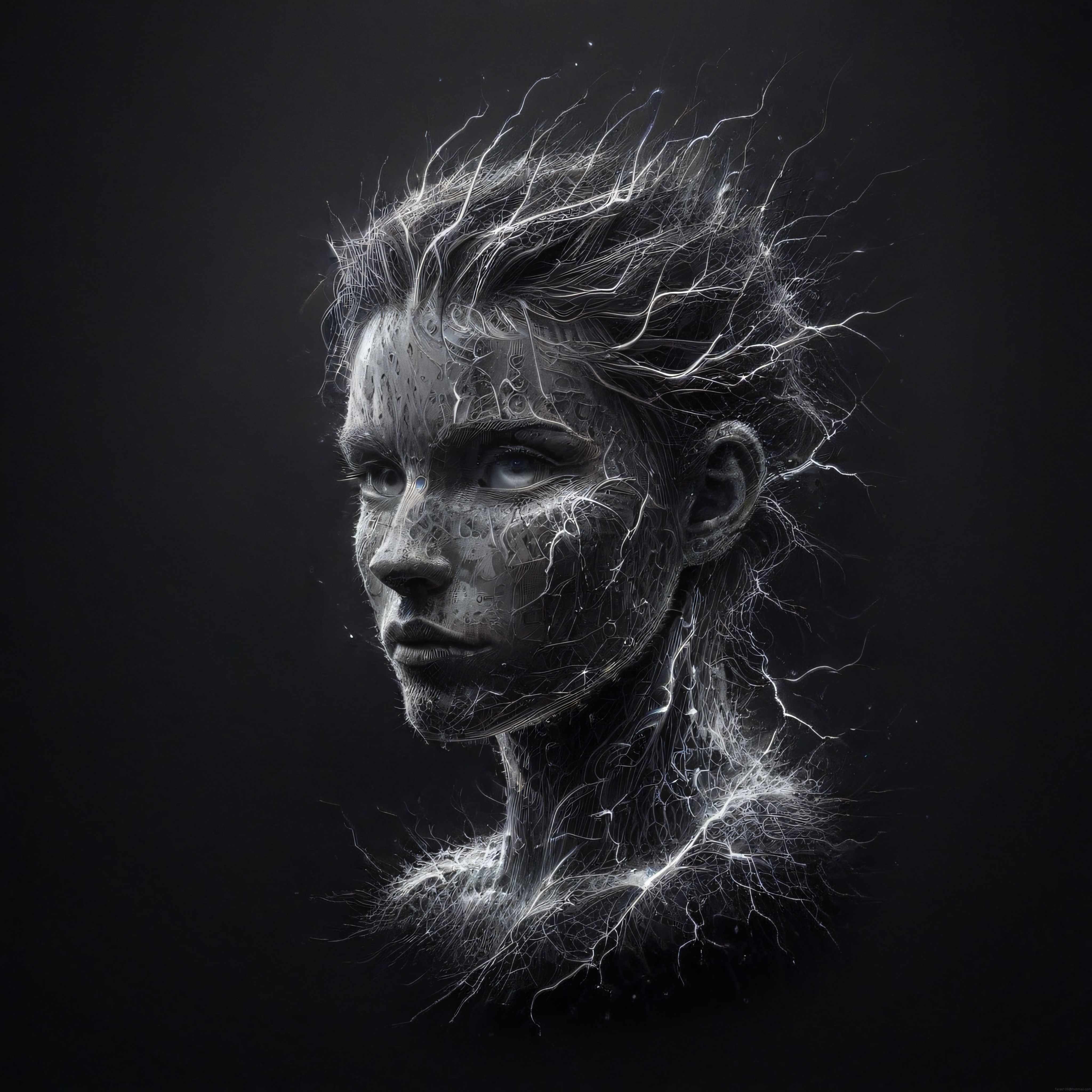 Işık Parçacıklarıyla Oluşturulmuş Soyut Dijital Sanat Portre Eseri