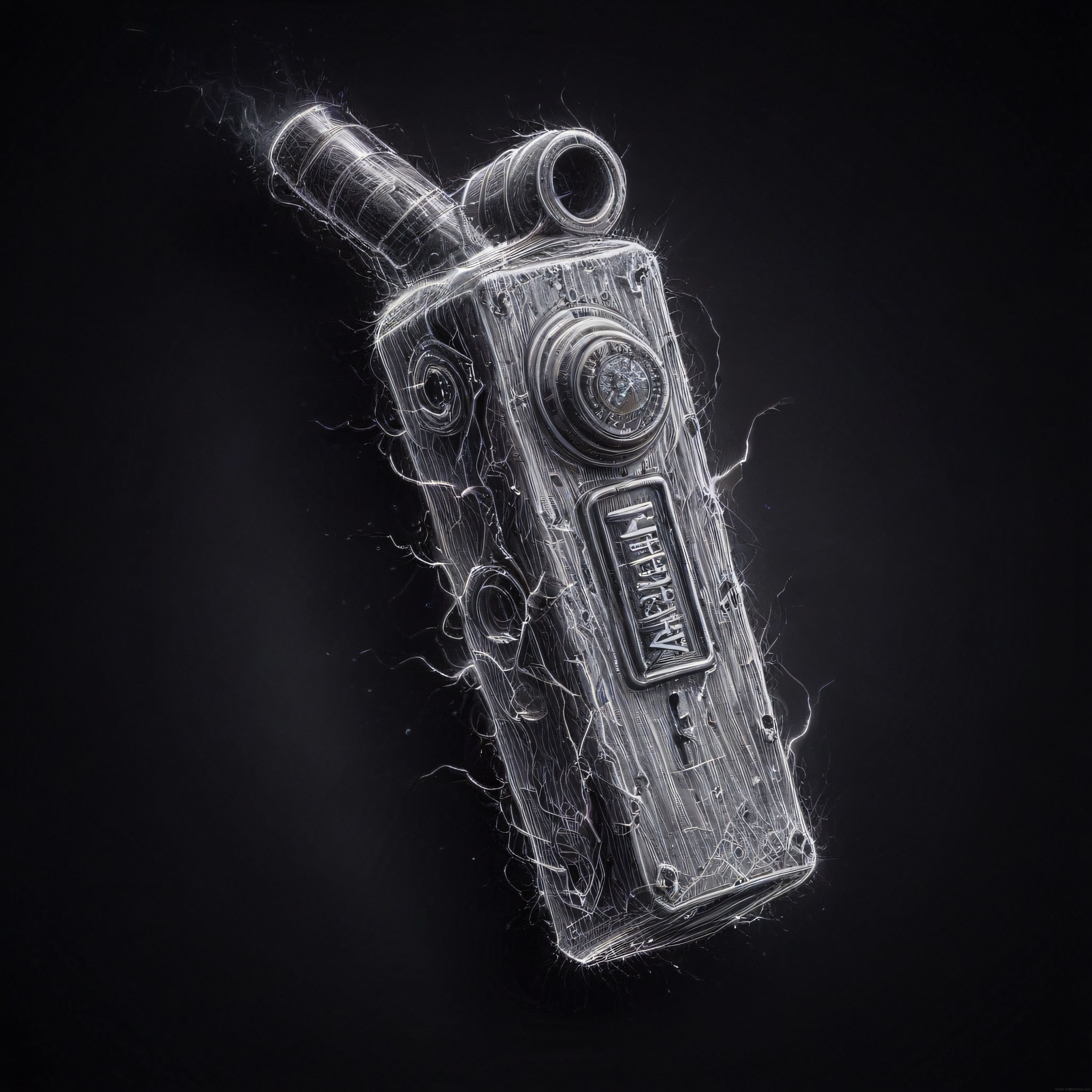 ışık parçacıklarıyla oluşturulmuş taser cihazı dijital illüstrasyon