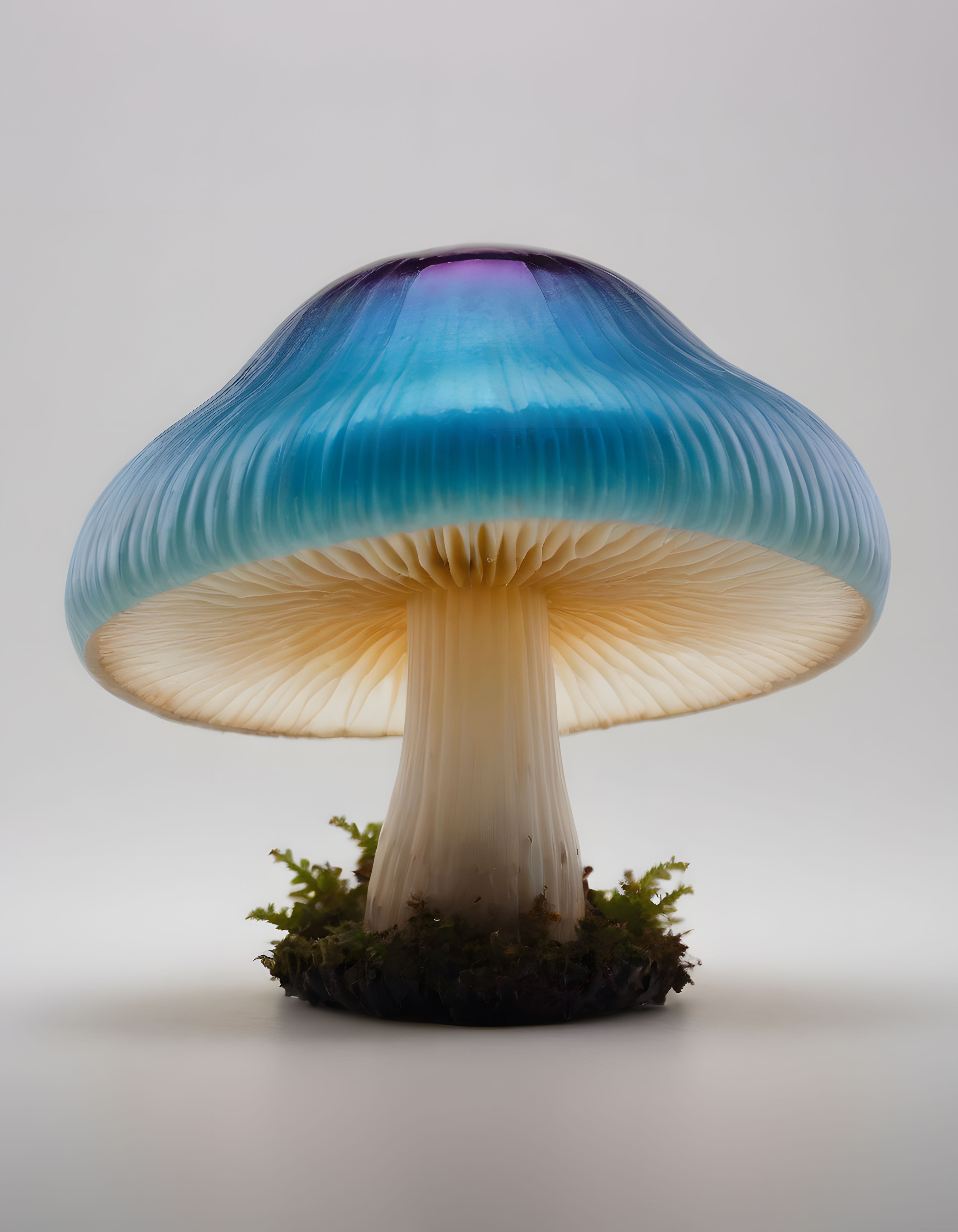 Işıltılı Mavi Şapkalı Fantastik Mantarın Büyüleyici Makro Görüntüsü