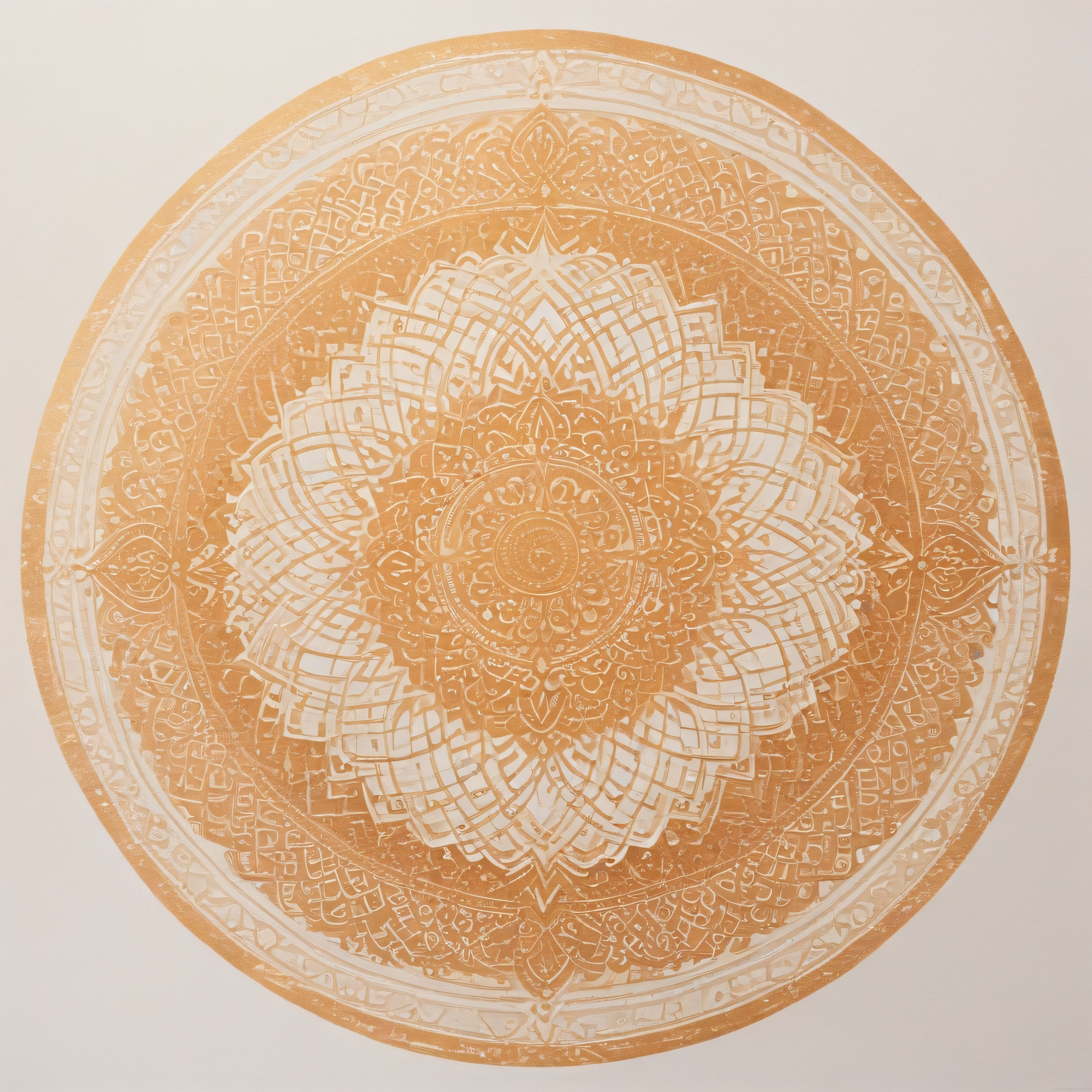 İslami Geometrik Hat Sanatı İçeren Altın Rengi Dairesel Mandala Deseni