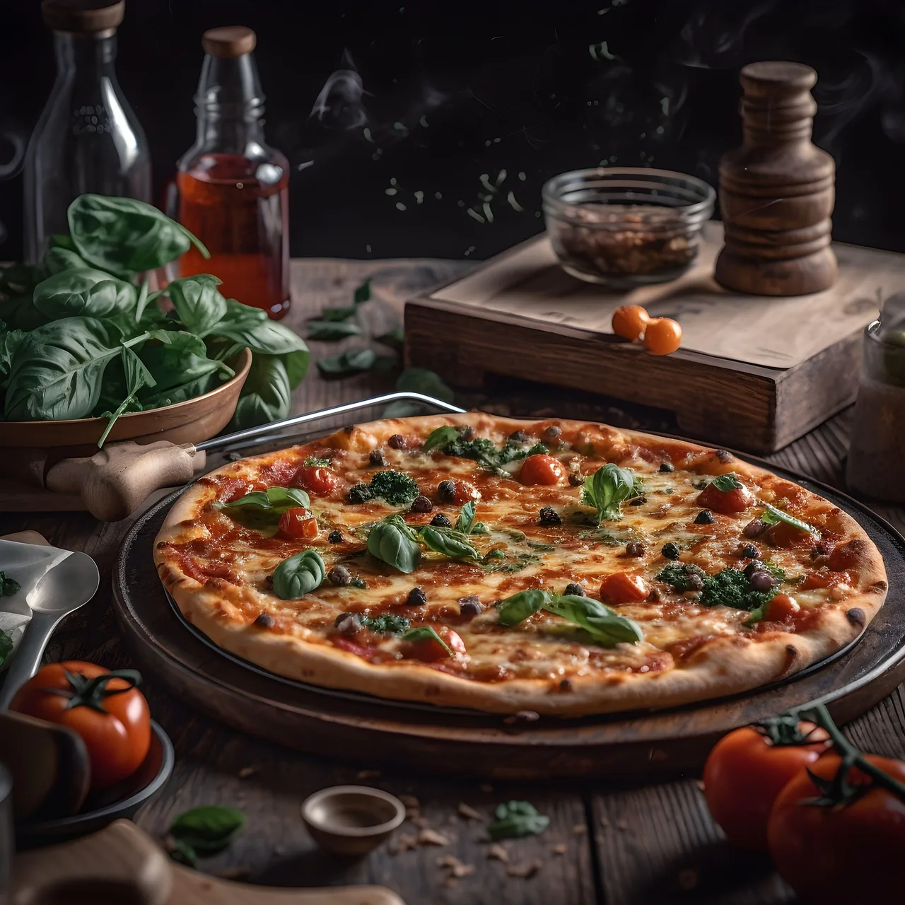 İtalyan usulü sıcak pizza - restoran görüntüsü