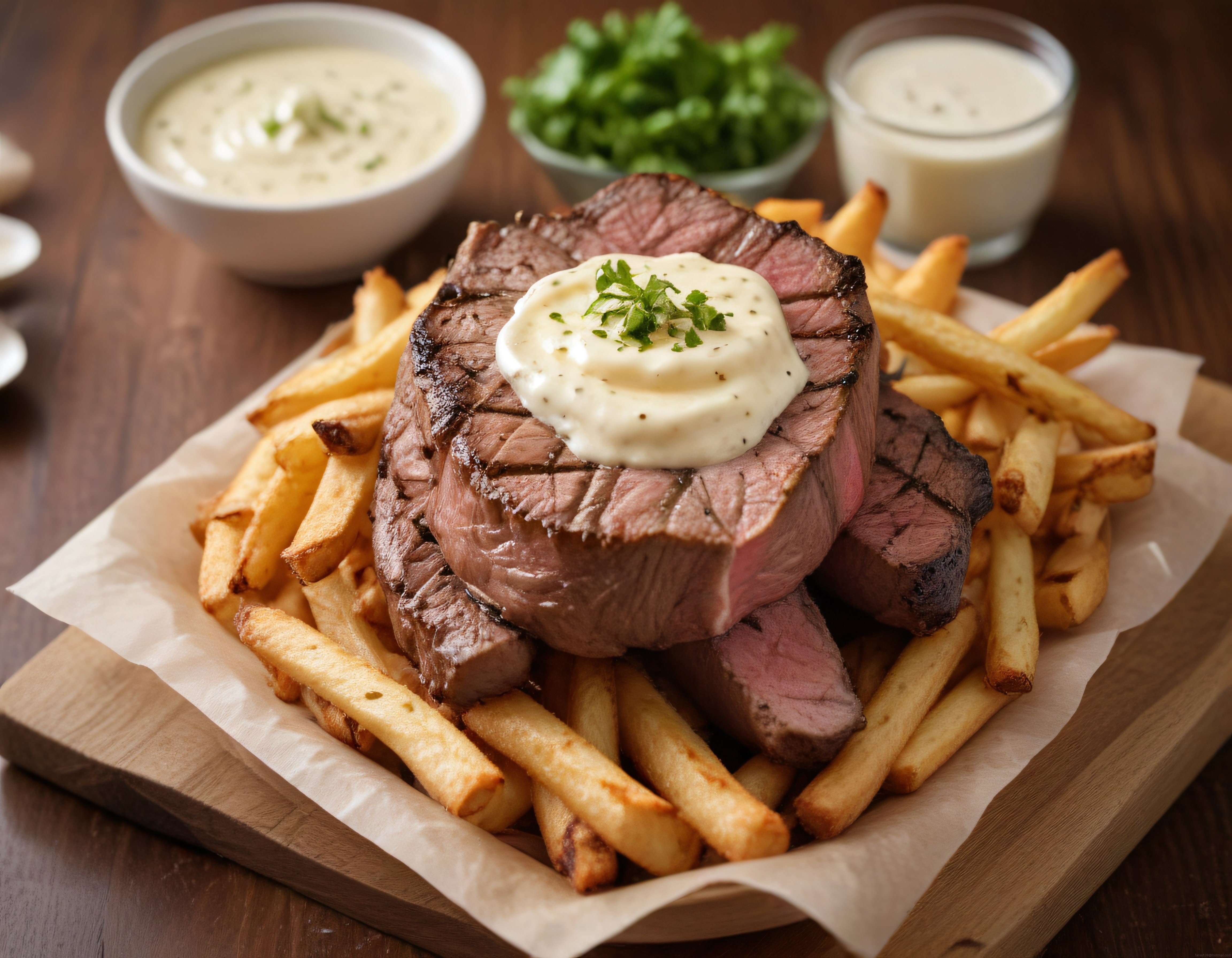 Izgara Biftek ve Patates Kızartması ile Restoran Tarzı Et Servisi