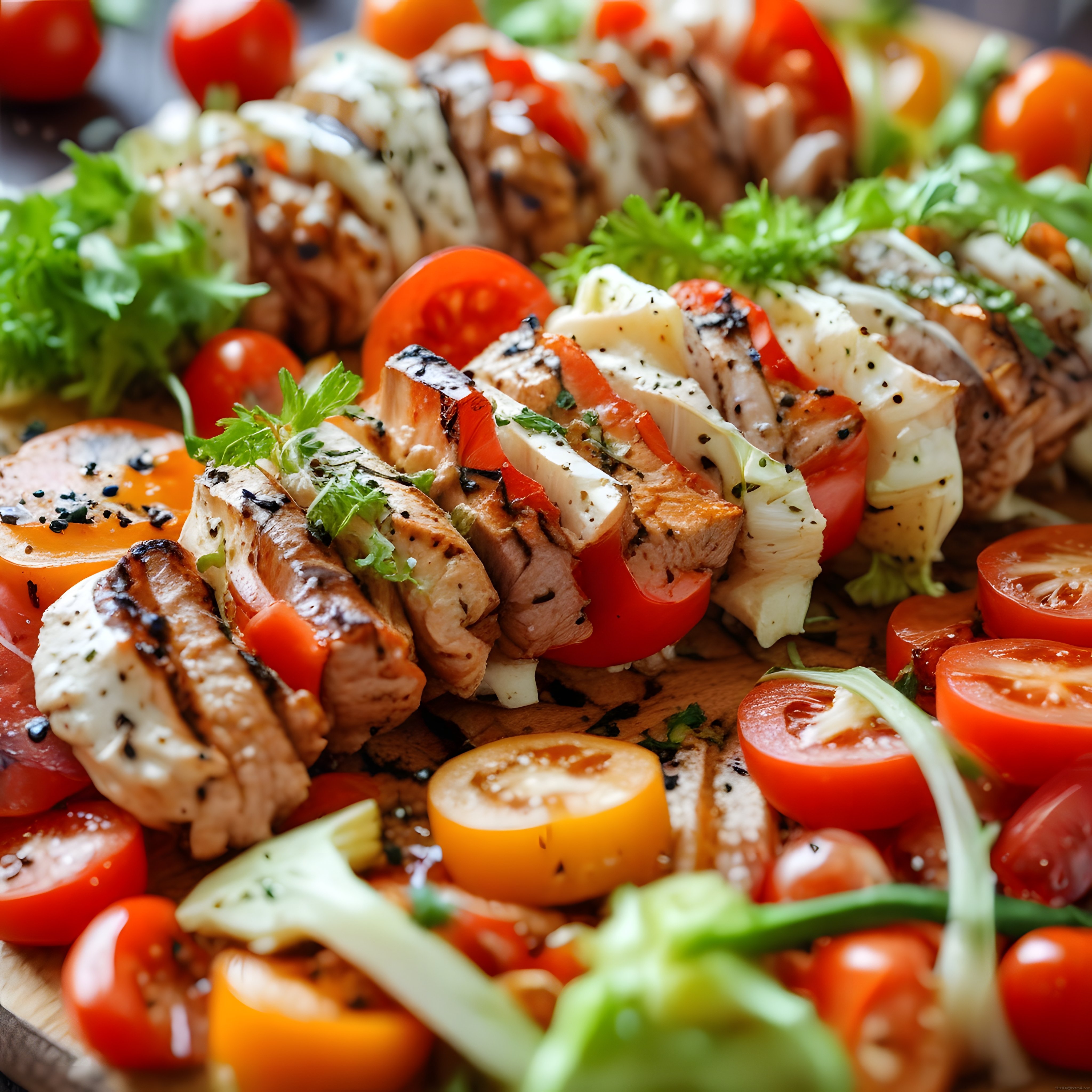Izgara çizgili tavuk göğsü domates ve mozzarella peynirli caprese tarifi