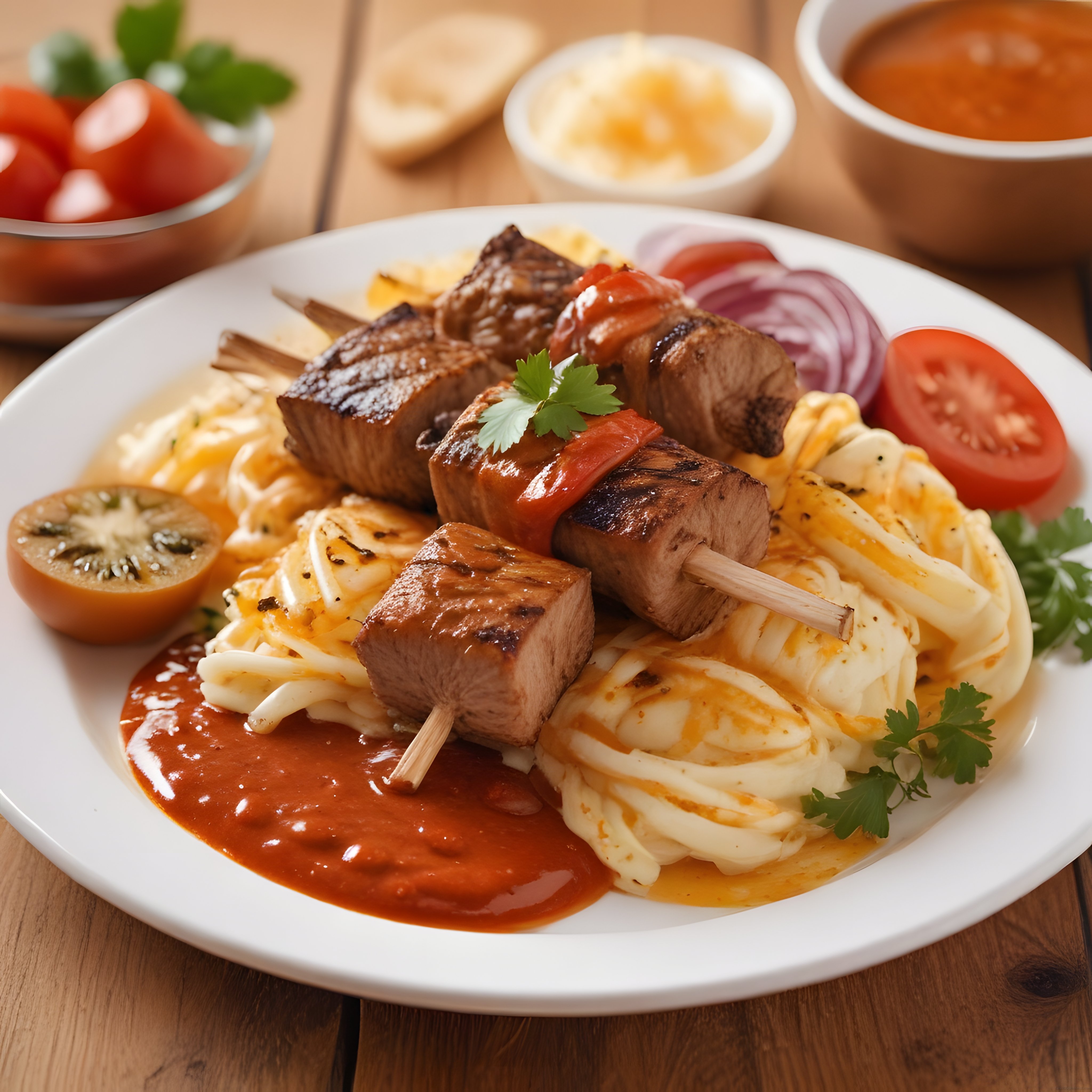 Izgara Et Şiş ve Domates Soslu Makarna ile Lezzetli Bir Akşam Yemeği
