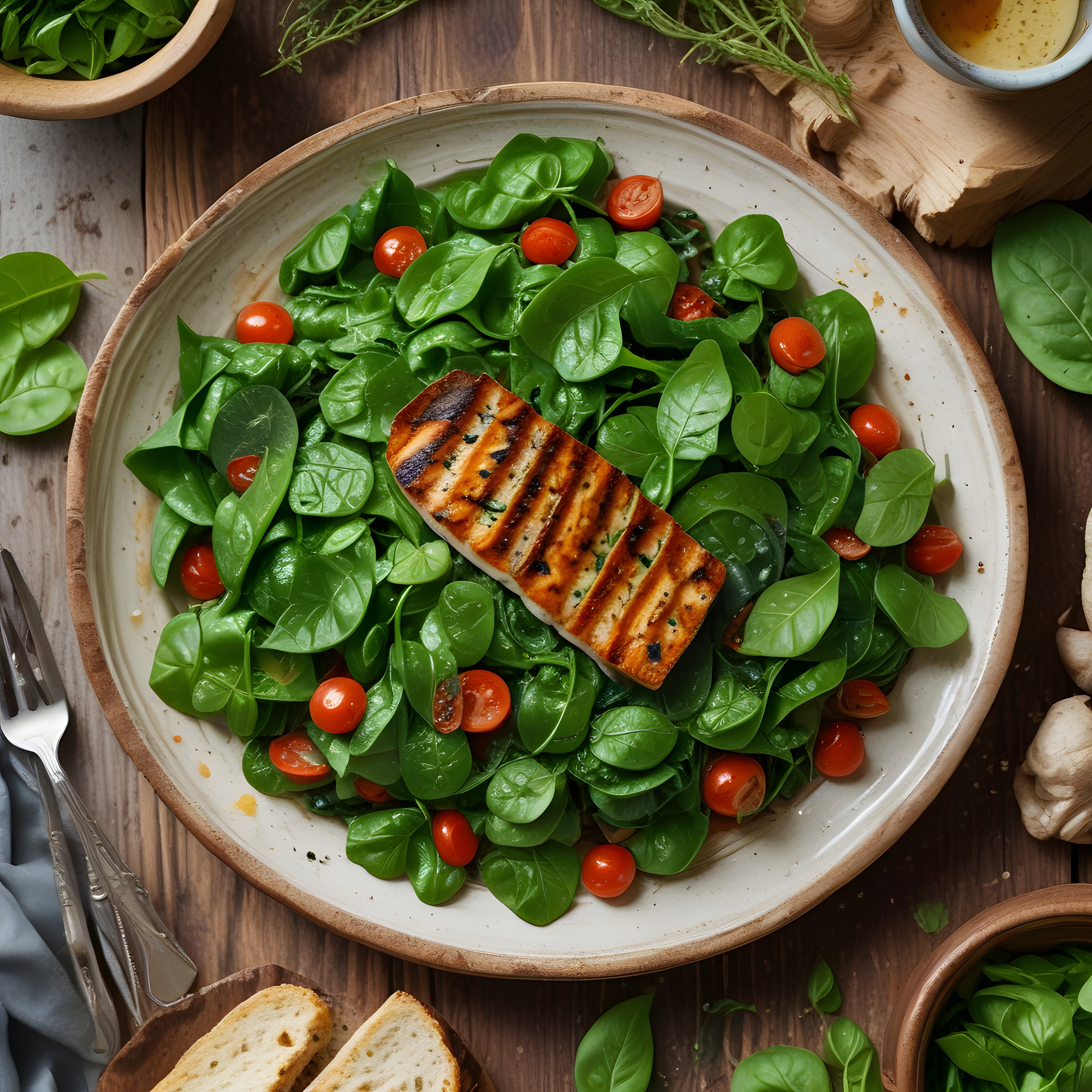 Izgara Hellim Peynirli Ispanak Salatası ile Sağlıklı ve Lezzetli Öğün