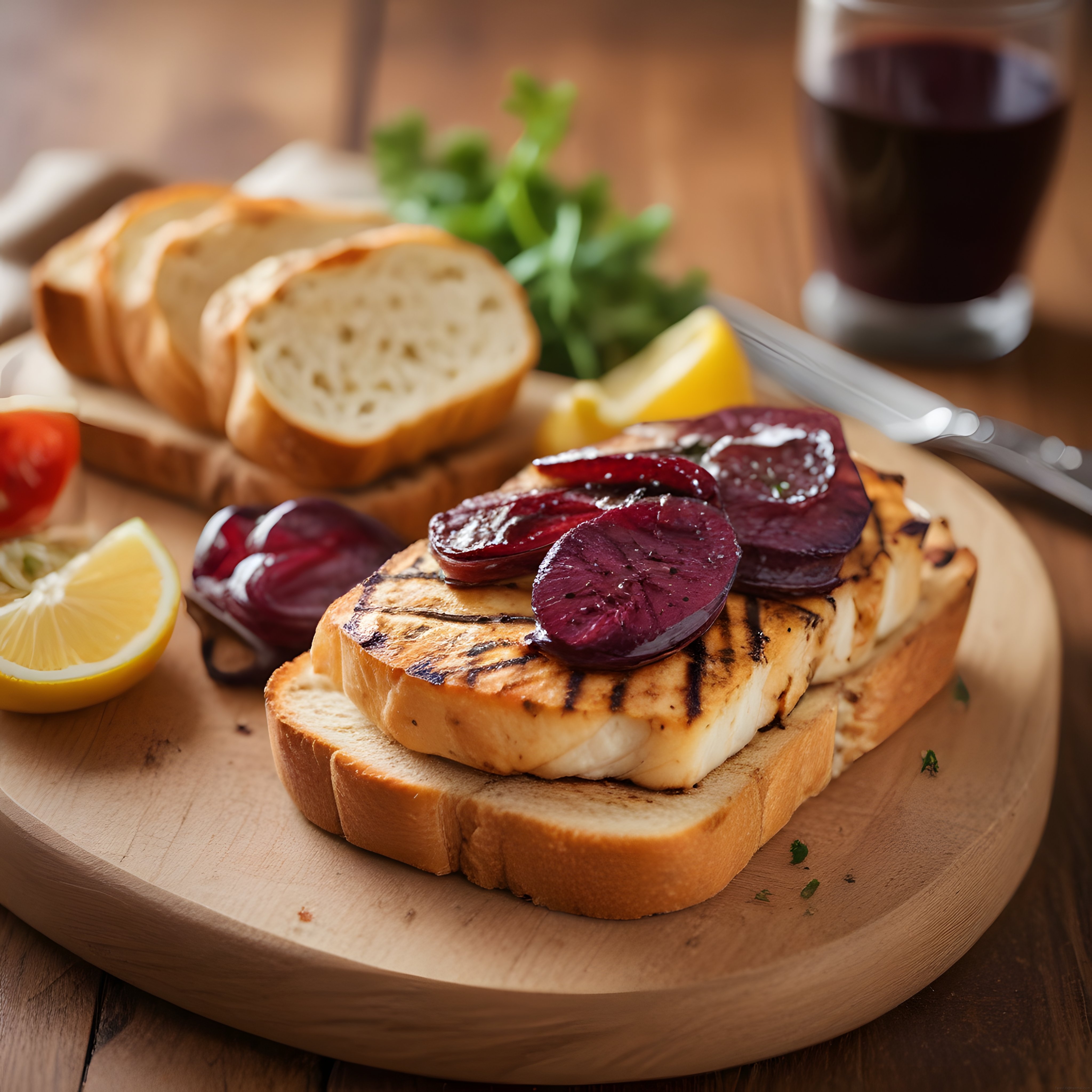 Izgara Hellim ve Pancarlı Ekmek Dilimleri: Rustik ve Lezzetli Sunum