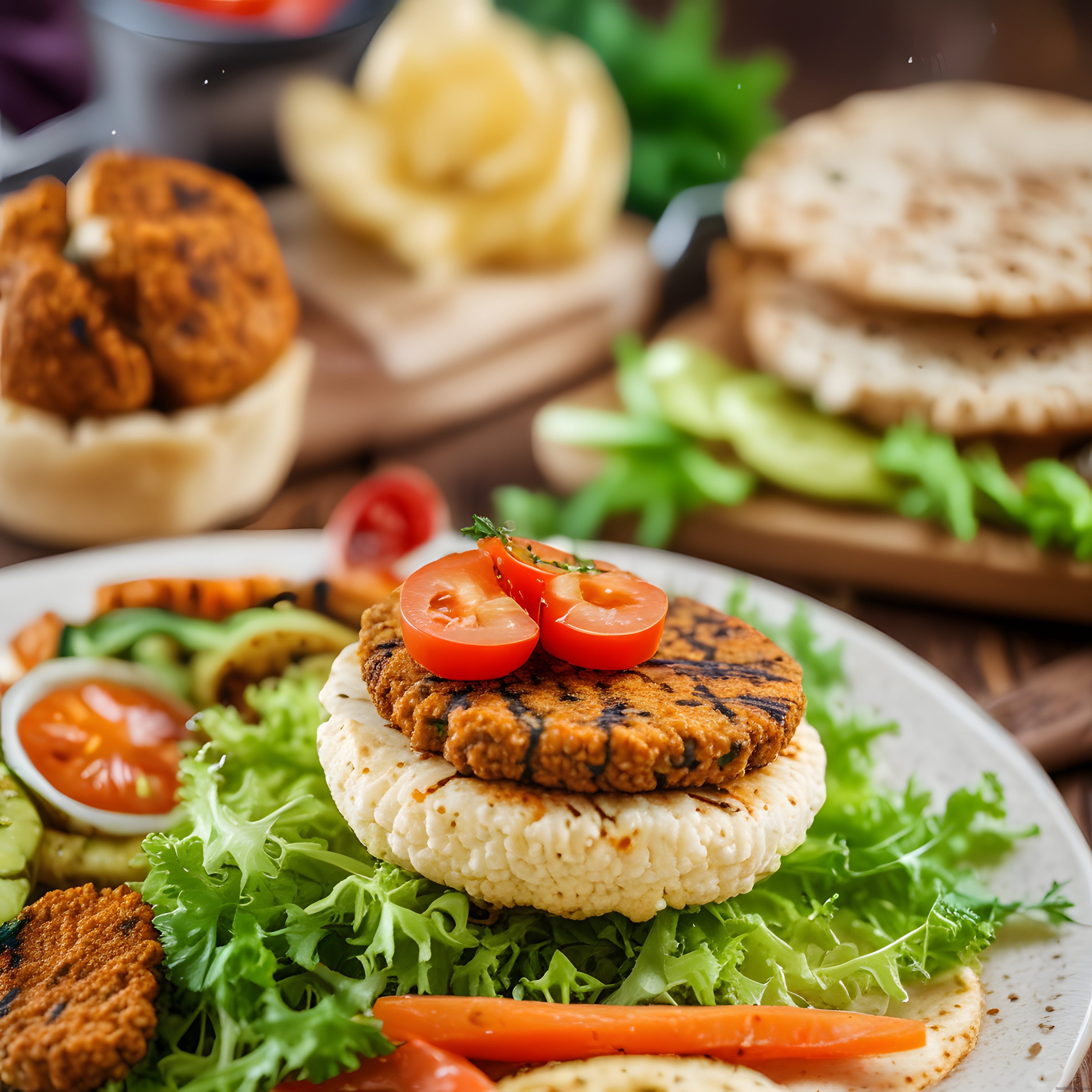 Izgara İzli Vegan Köfte ve Kuskus Hamburger Tabağıyla Sağlıklı Öğün