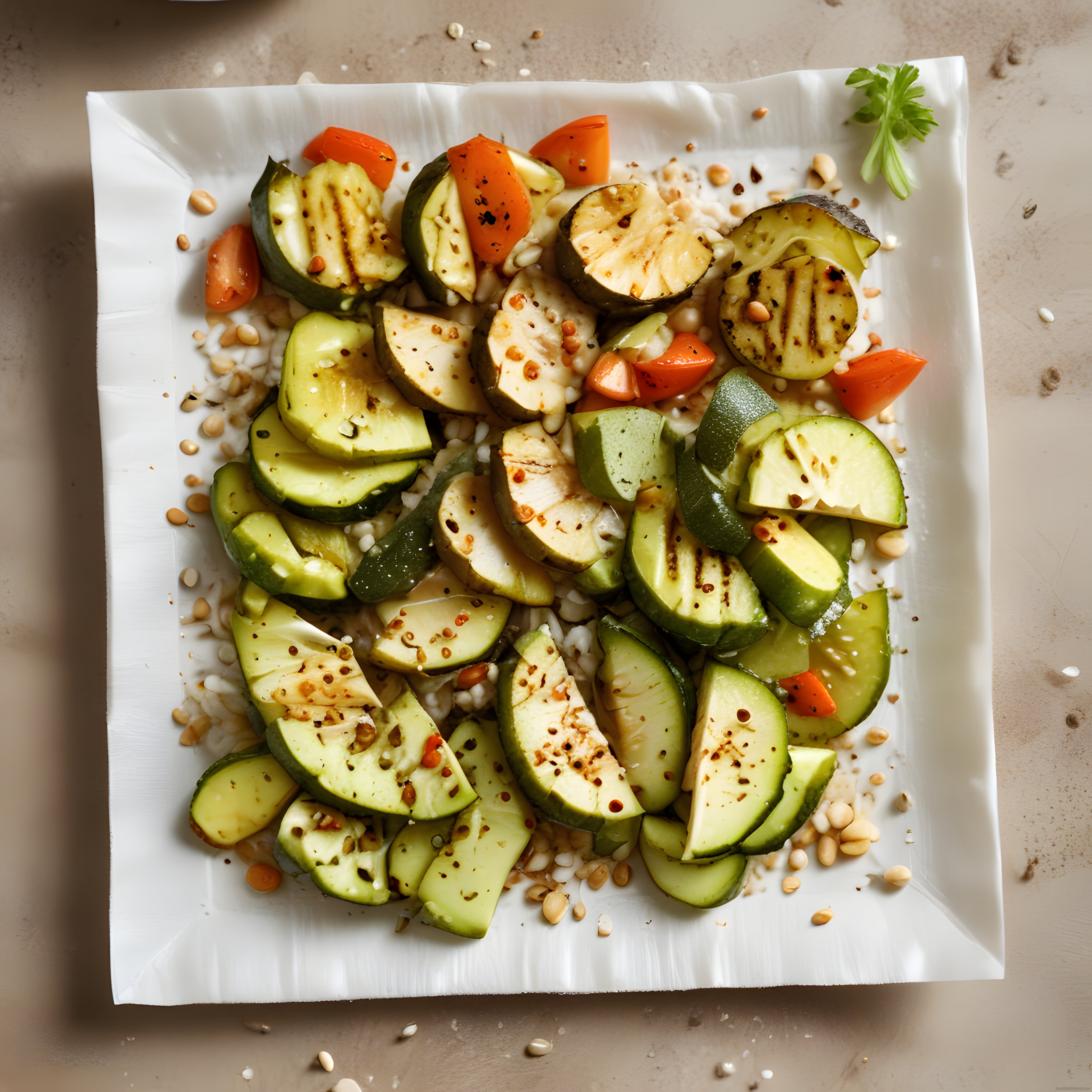 Izgara kabak dilimleri ile hazırlanmış sağlıklı vegan kase yemek tarifi