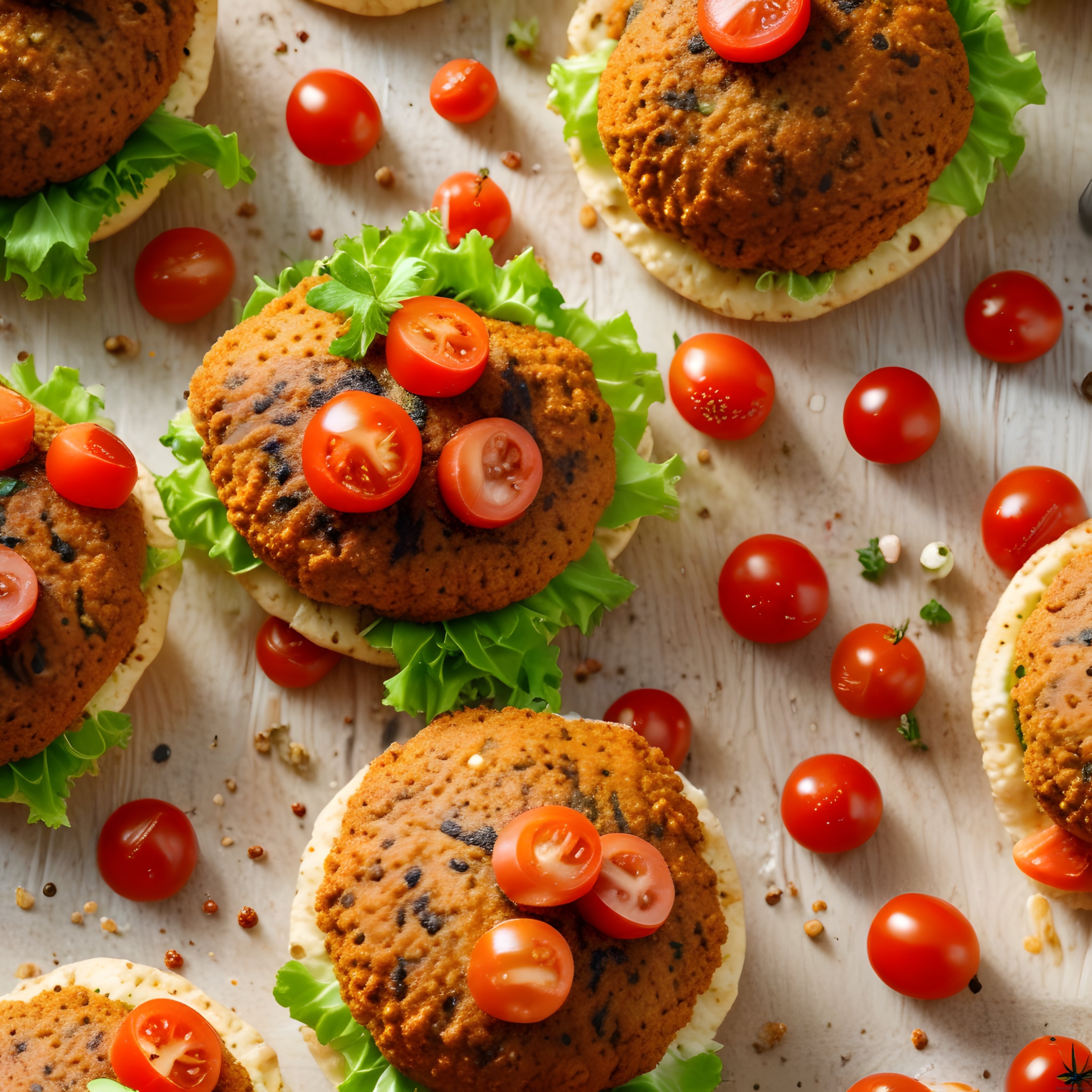 Izgara Köfte, Marul ve Kiraz Domateslerle Nefis Burger Sunumu
