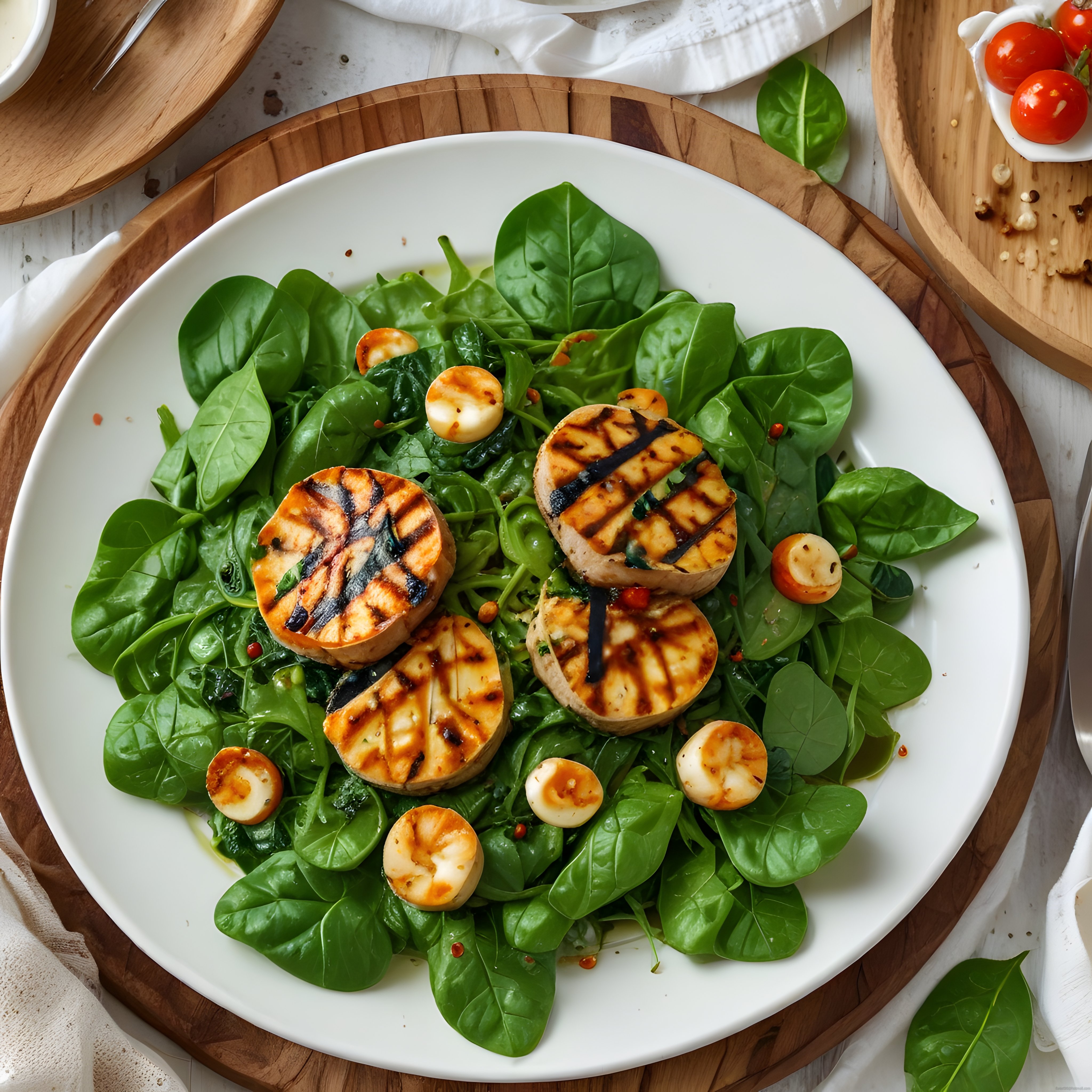 Izgara peynirli ıspanak salatasıyla besleyici bir öğün hazırlayın