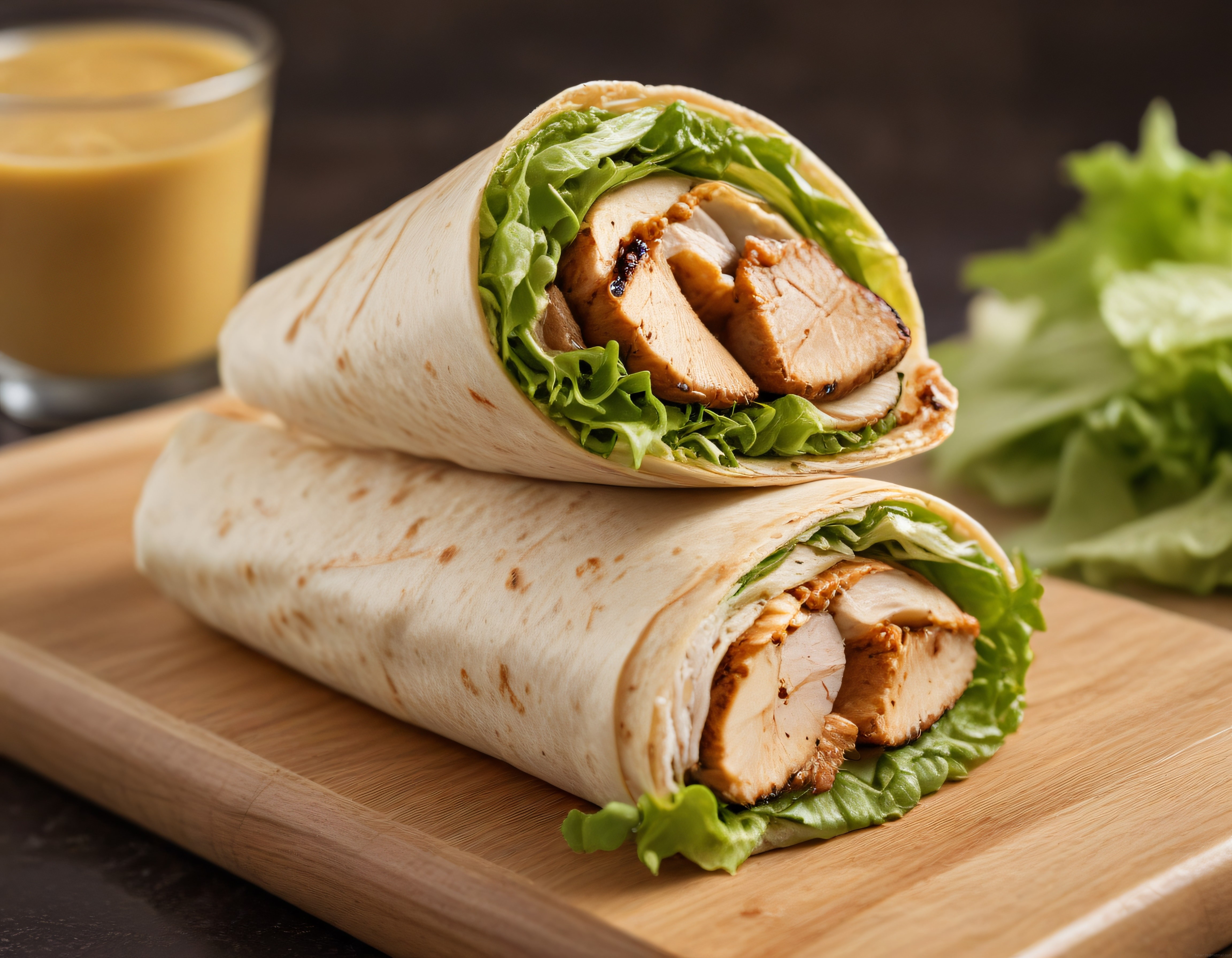 Izgara tavuk dilimleri ve taze marullu ev yapımı lavash wrap tarifi