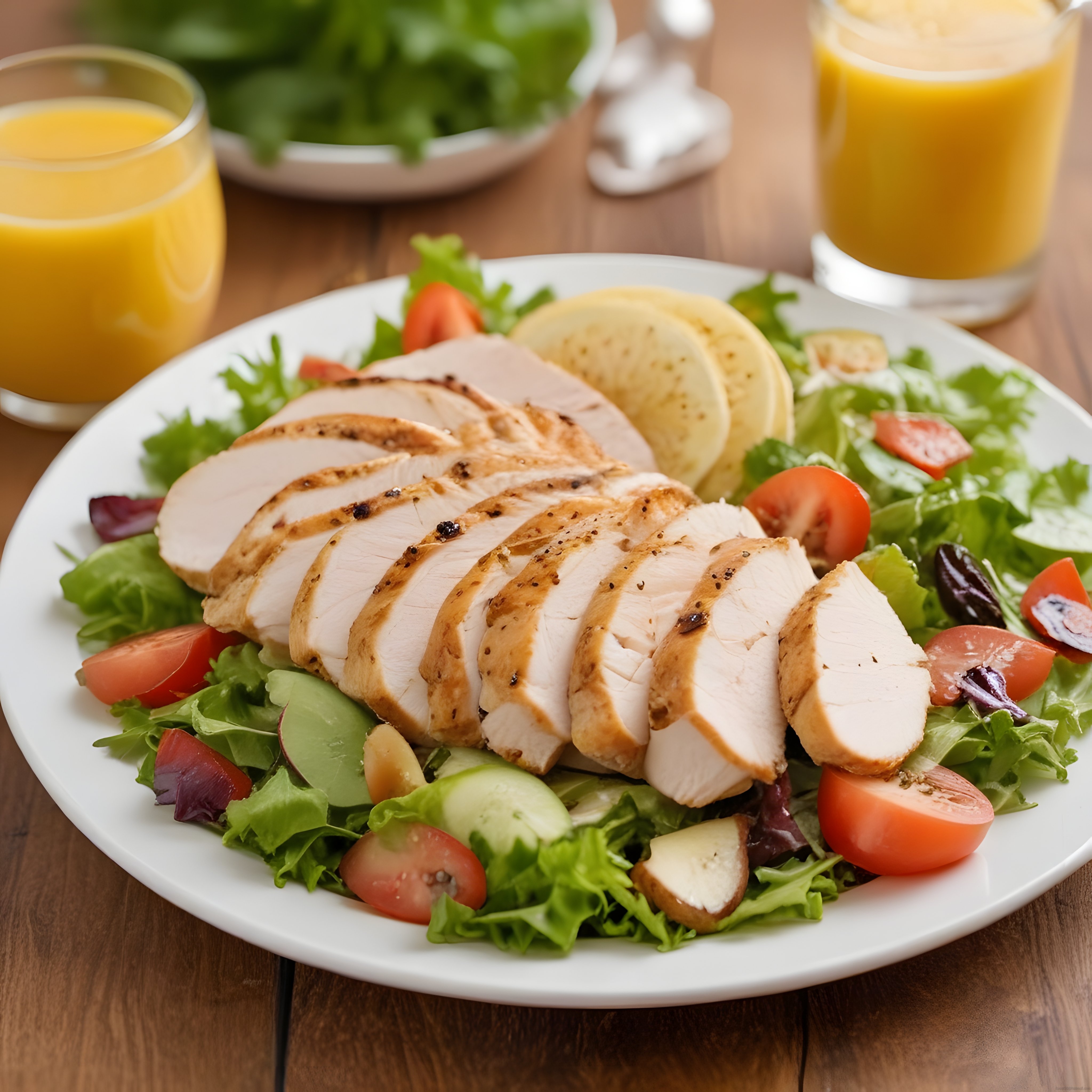 ızgara tavuk göğsü ve taze salata sunumu: sağlıklı ve lezzetli bir tabak