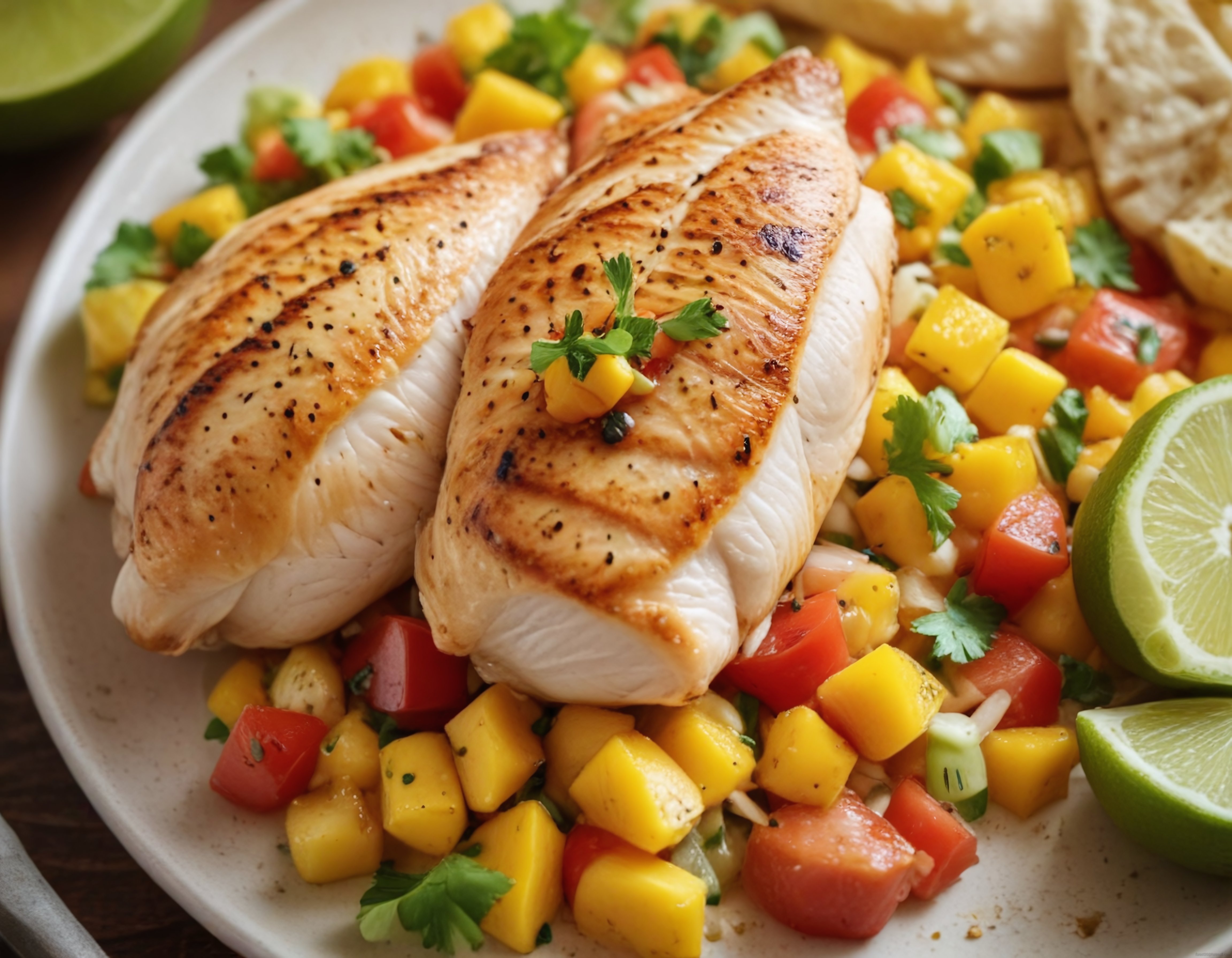 Izgara Tavuk Göğsü ve Tropikal Mango Salsa ile Egzotik Bir Yemek Deneyimi