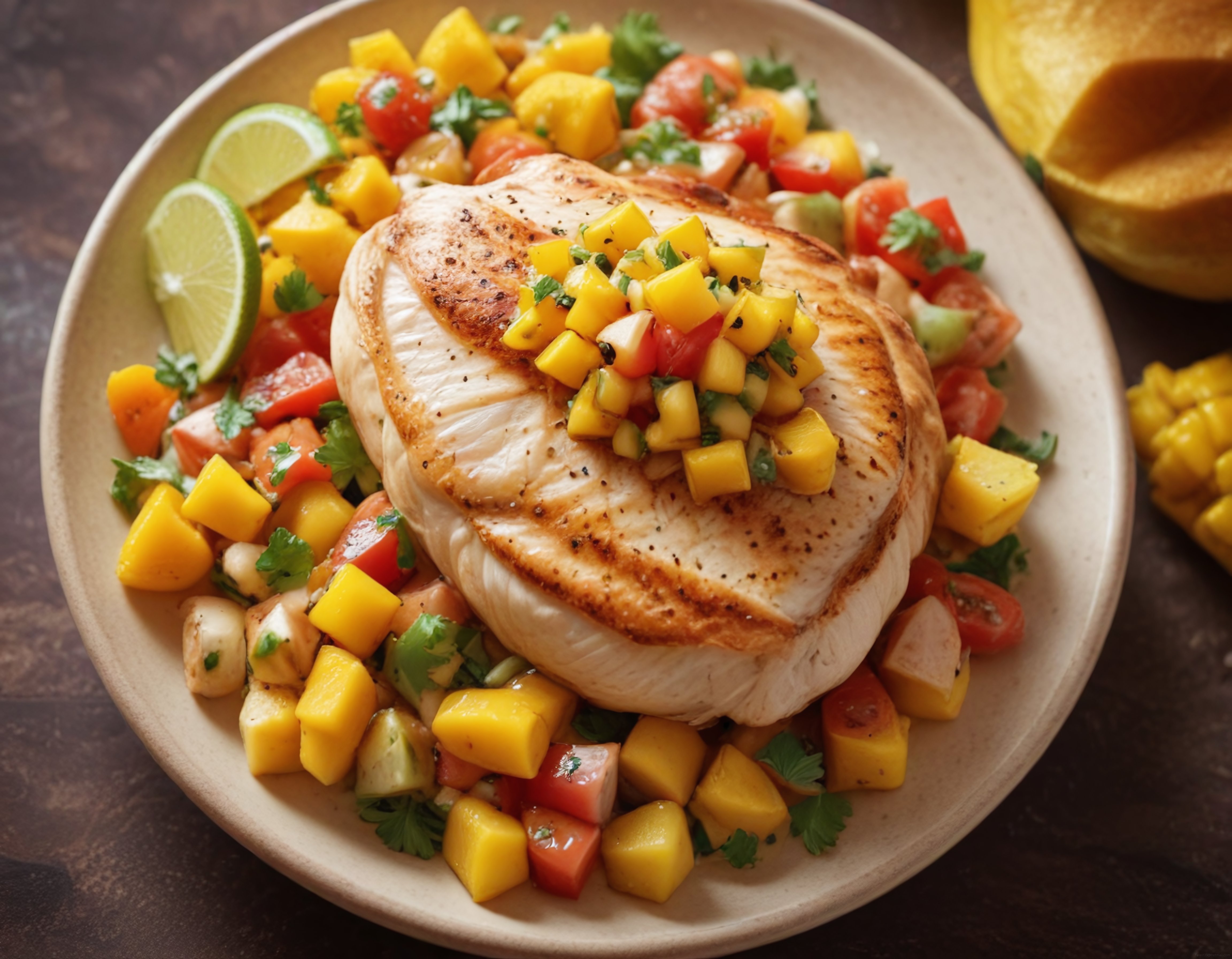 Izgara Tavuk Göğsü ve Tropikal Mango Salsa ile Sağlıklı Akşam Yemeği