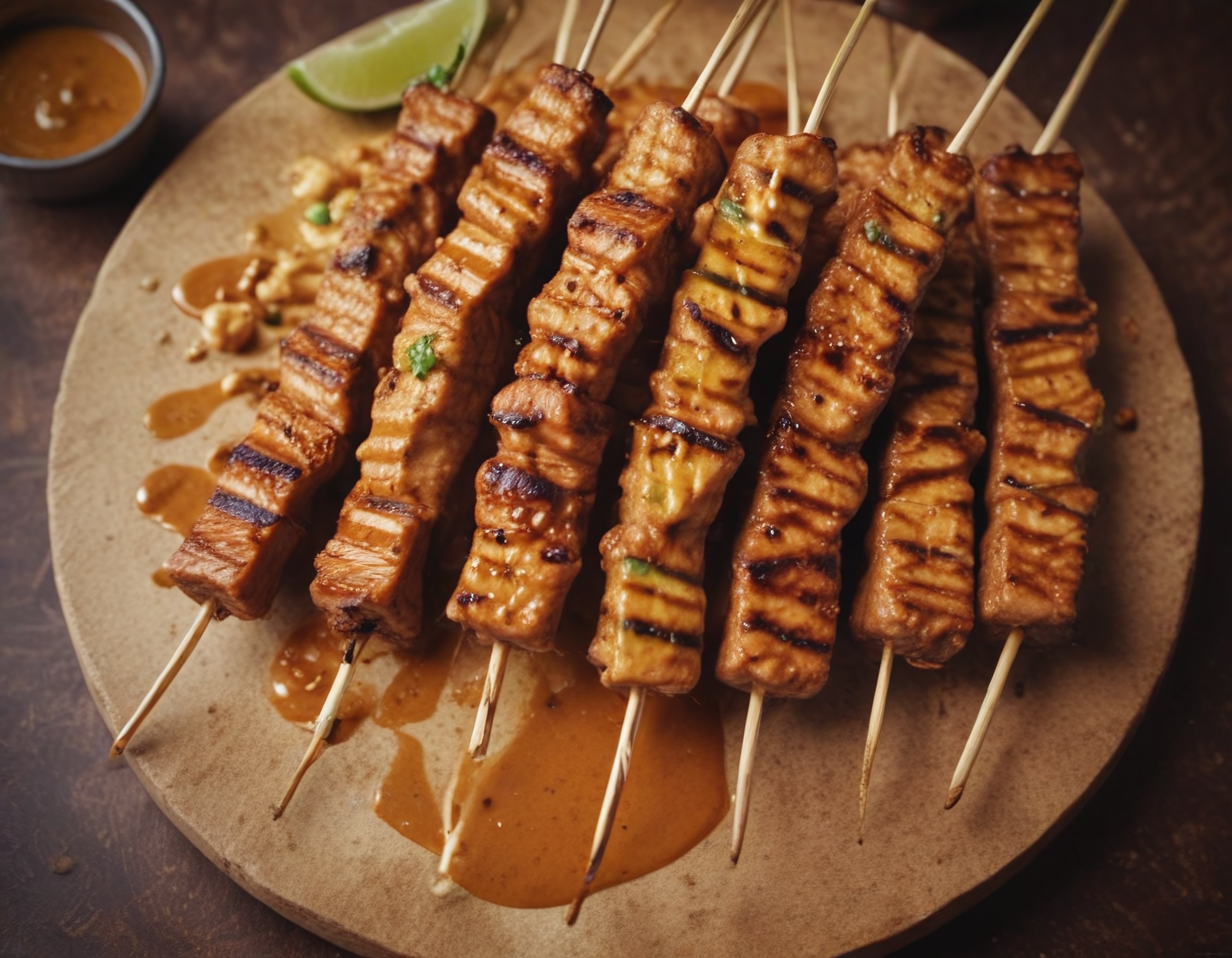 Izgara Tavuk Şiş ve Fıstık Sosu: Geleneksel Satay Sunumu