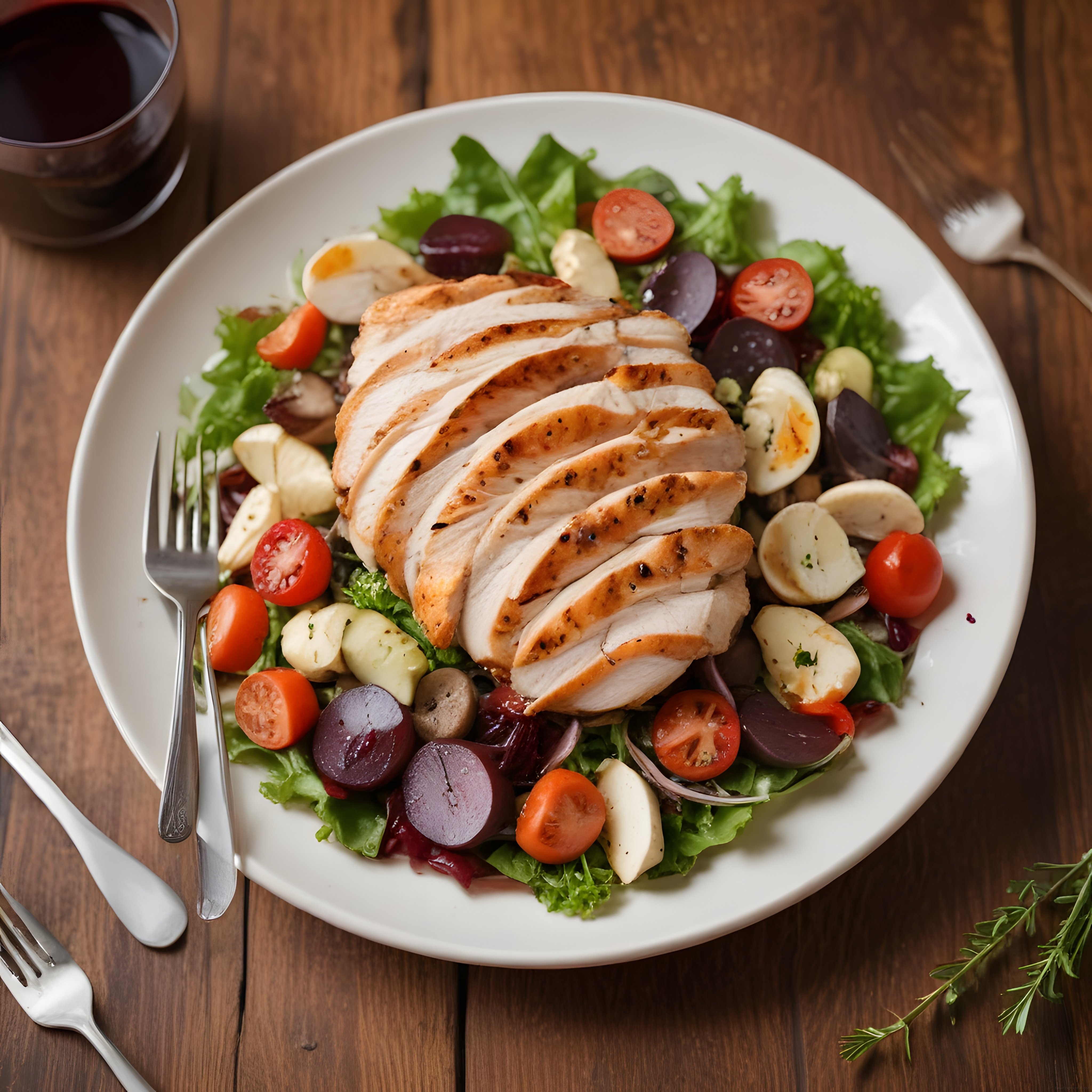 Izgara Tavuklu ve Haşlanmış Yumurtalı Vitamin Deposu Salata Tabağı