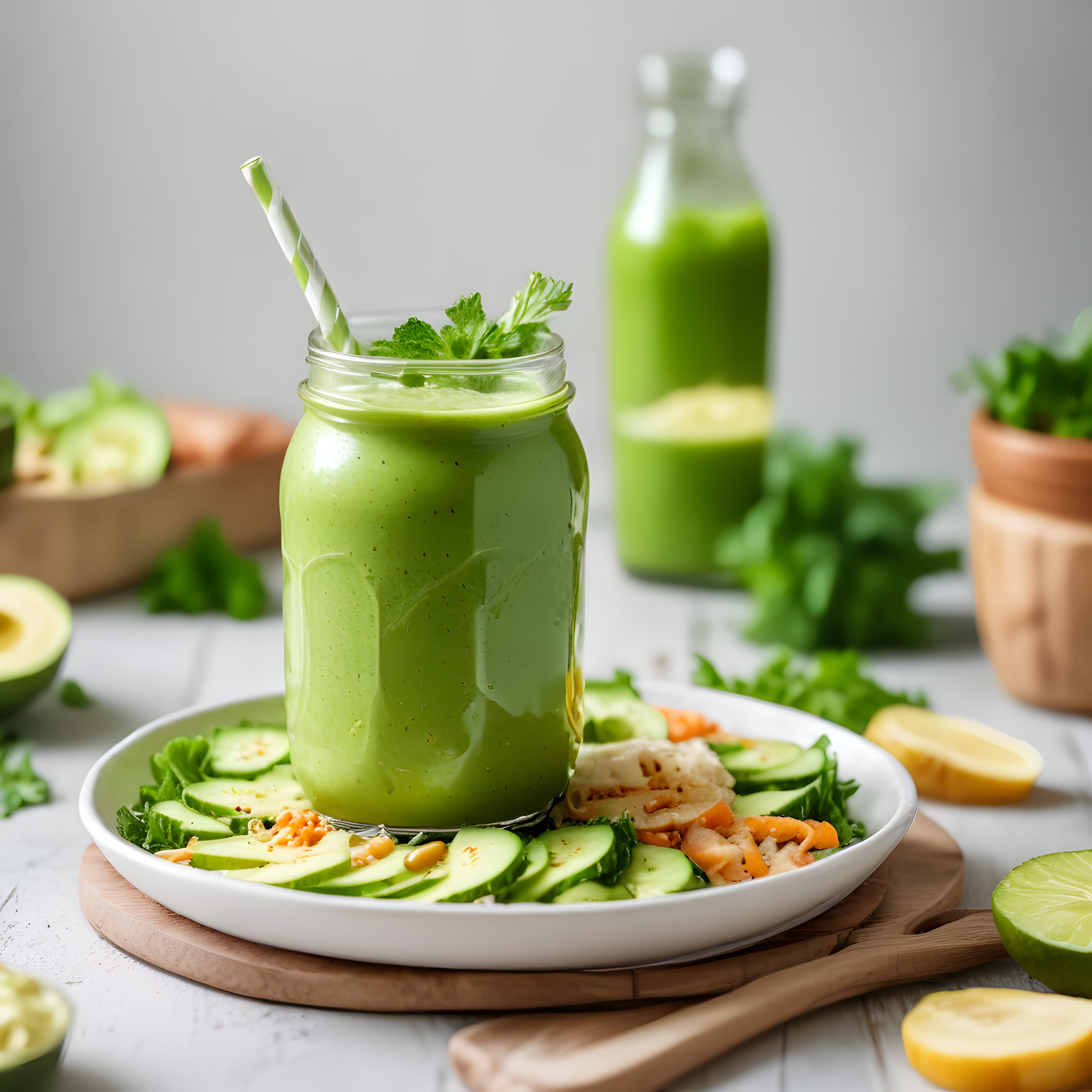 Izgara Tavuklu Yeşil Smoothie Kasesi ile Sağlıklı ve Hafif Bir Öğün