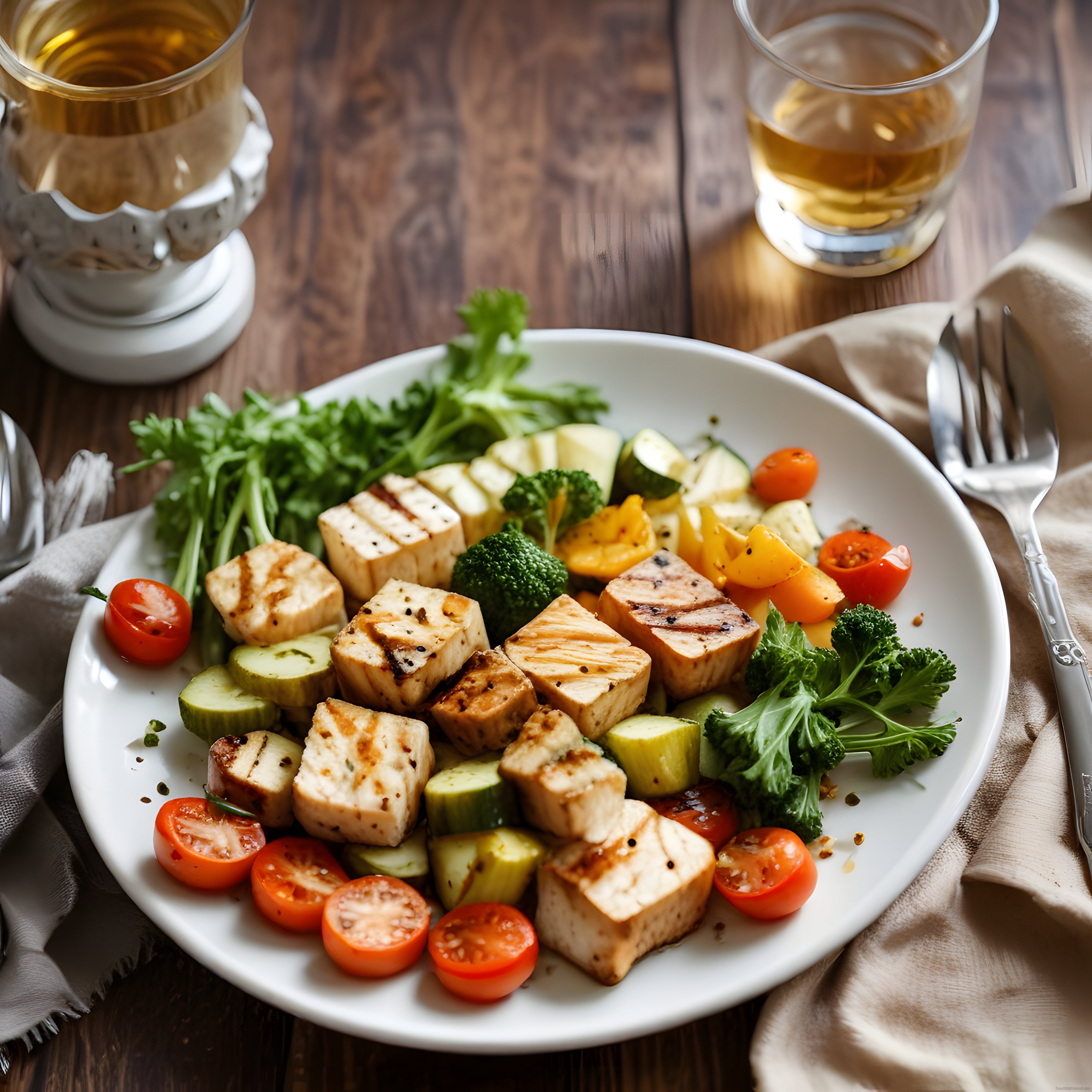 Izgara Tofu ve Taze Sebzelerle Vegan Tabak: Sağlıklı ve Lezzetli