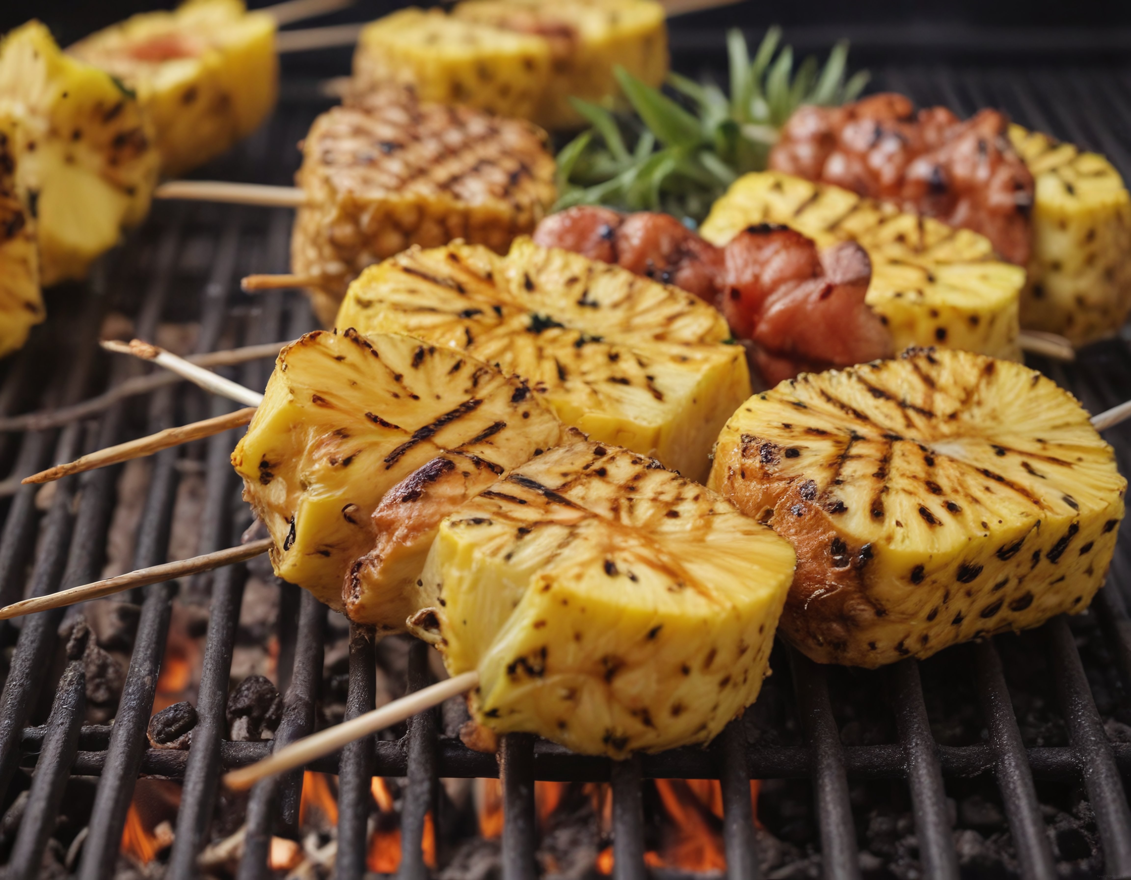Izgarada Karamelize Ananas Halkaları ve Et Şiş: Bahçe Grili Keyfi