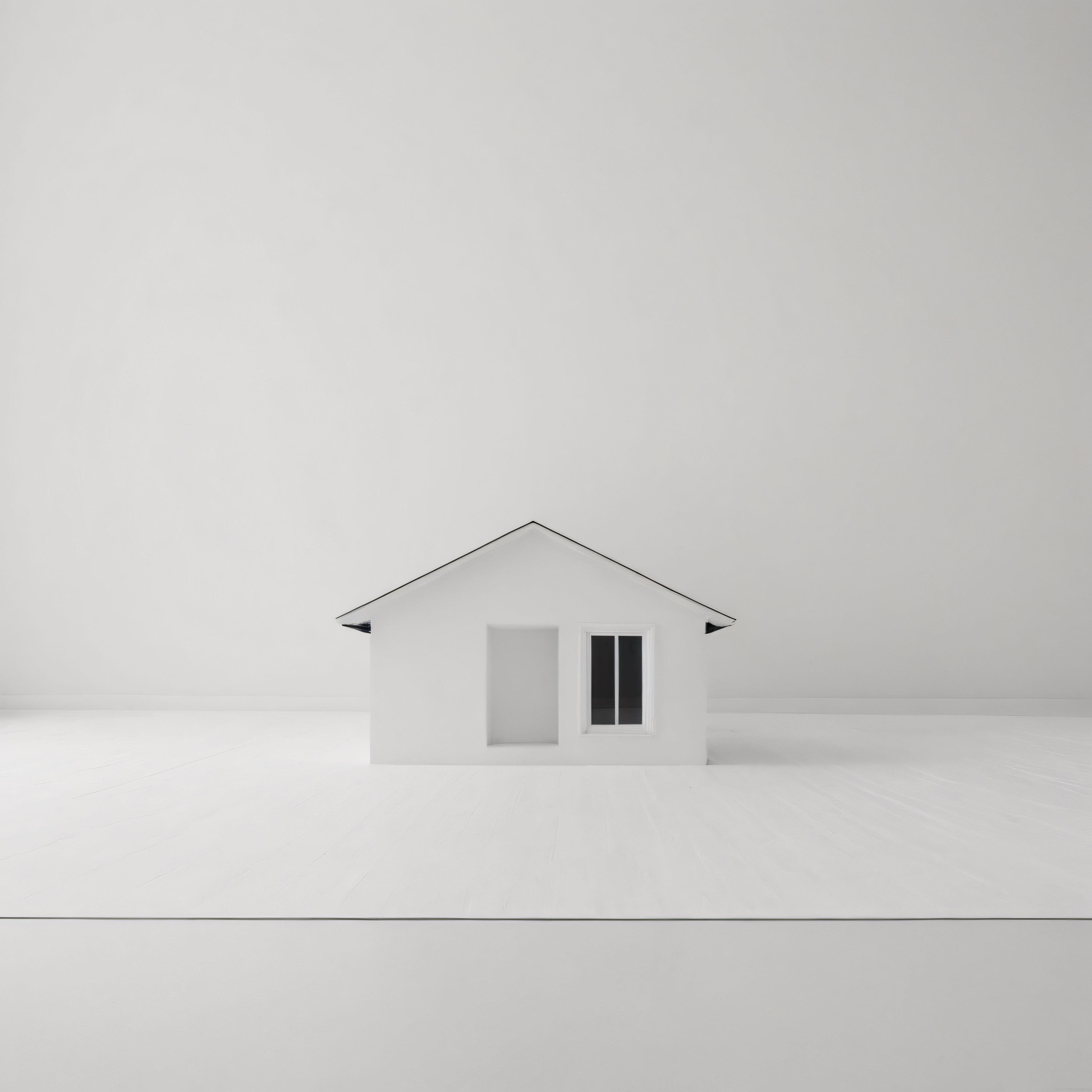 Izole Beyaz Arka Planda Minimalist Küçük Ev Maketi ve Temiz Stüdyo Ortamı