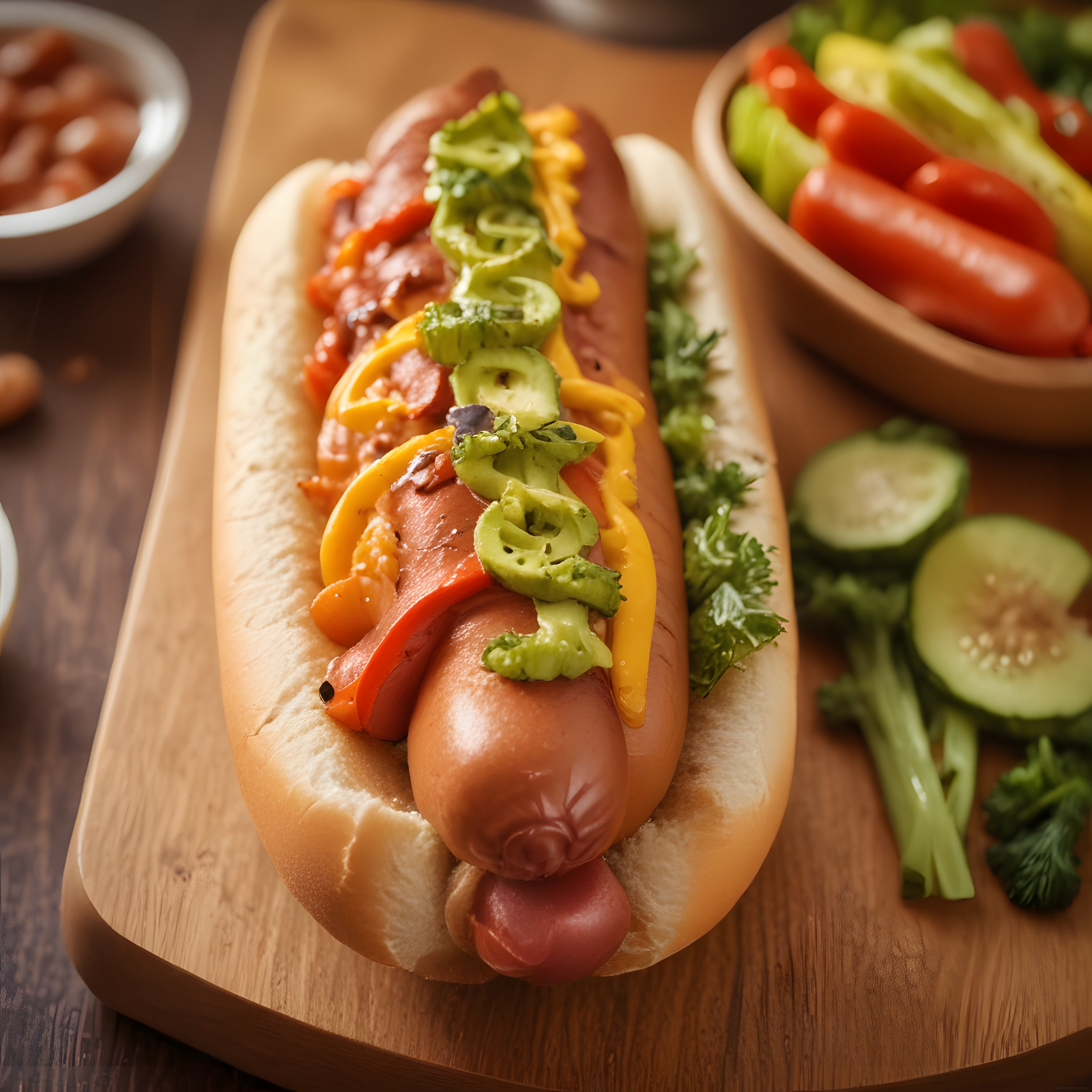 Jalapeno Biberi ve Cheddar Sosuyla Süslenmiş Lezzetli Hot Dog