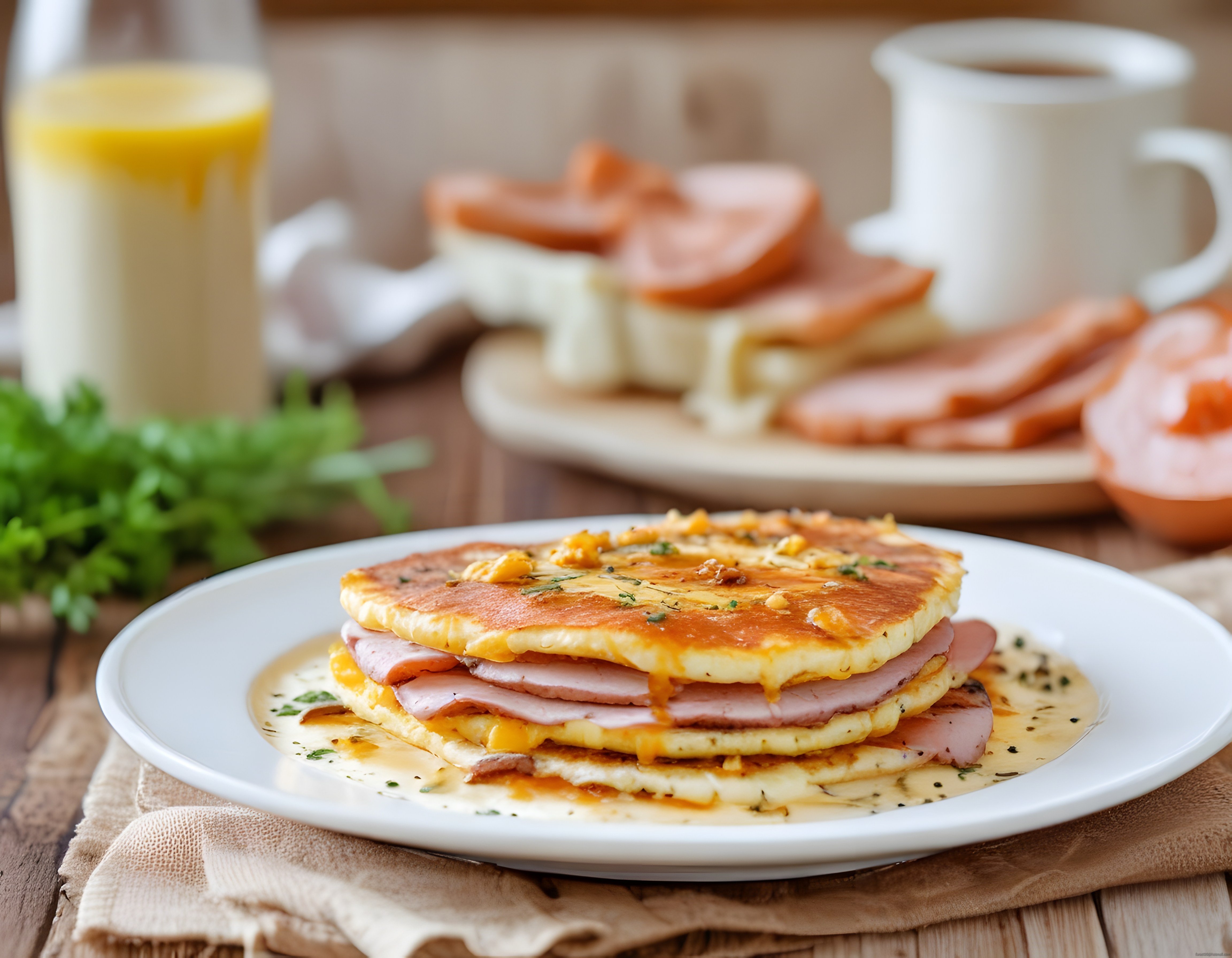 Jambon ve Peynir Dolgulu Pankek Stack: Kahvaltı Sofralarının Yıldızı