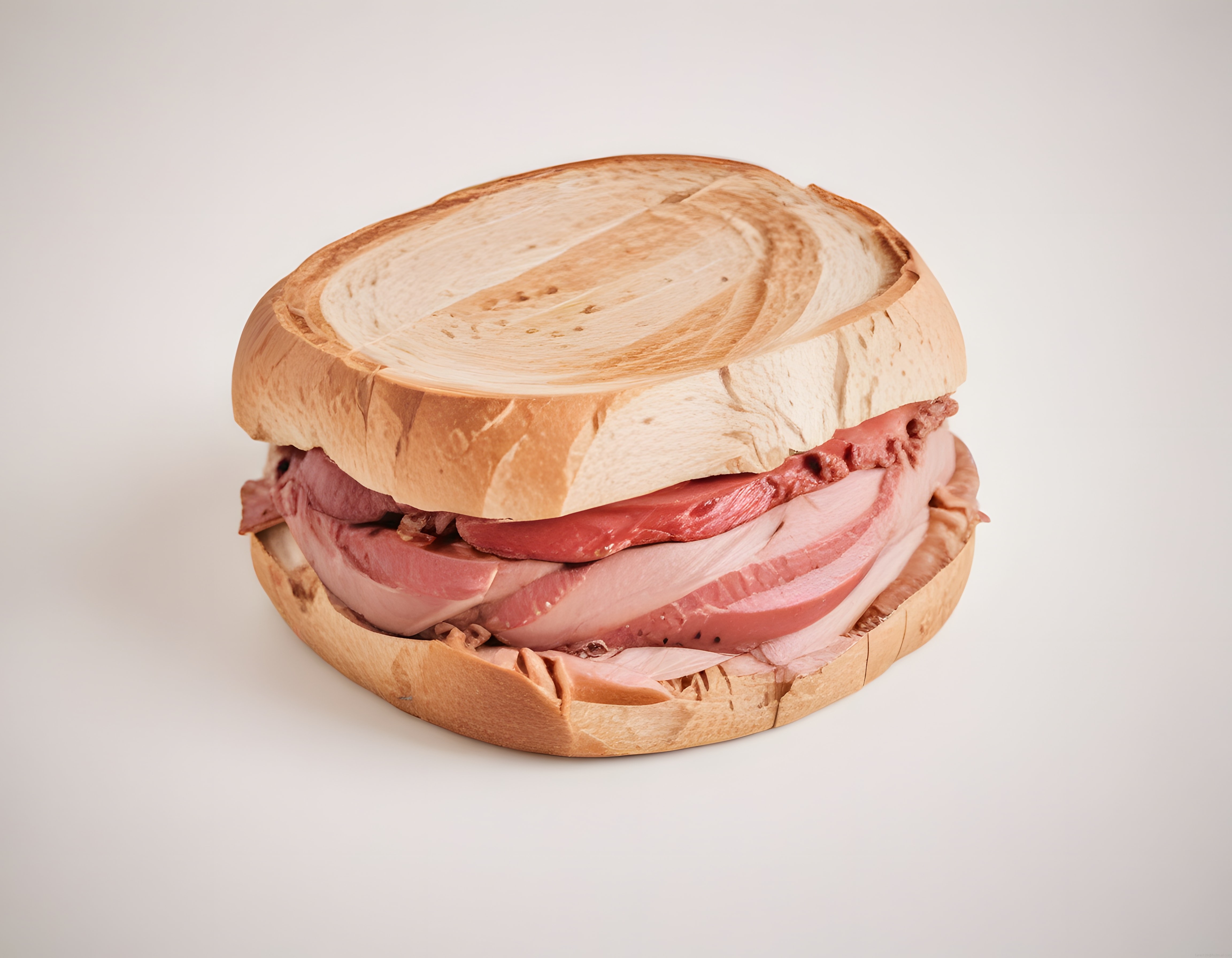 Jambonlu Pastırmalı Tost Sandviç, Beyaz Arka Plan Stüdyo Çekimi