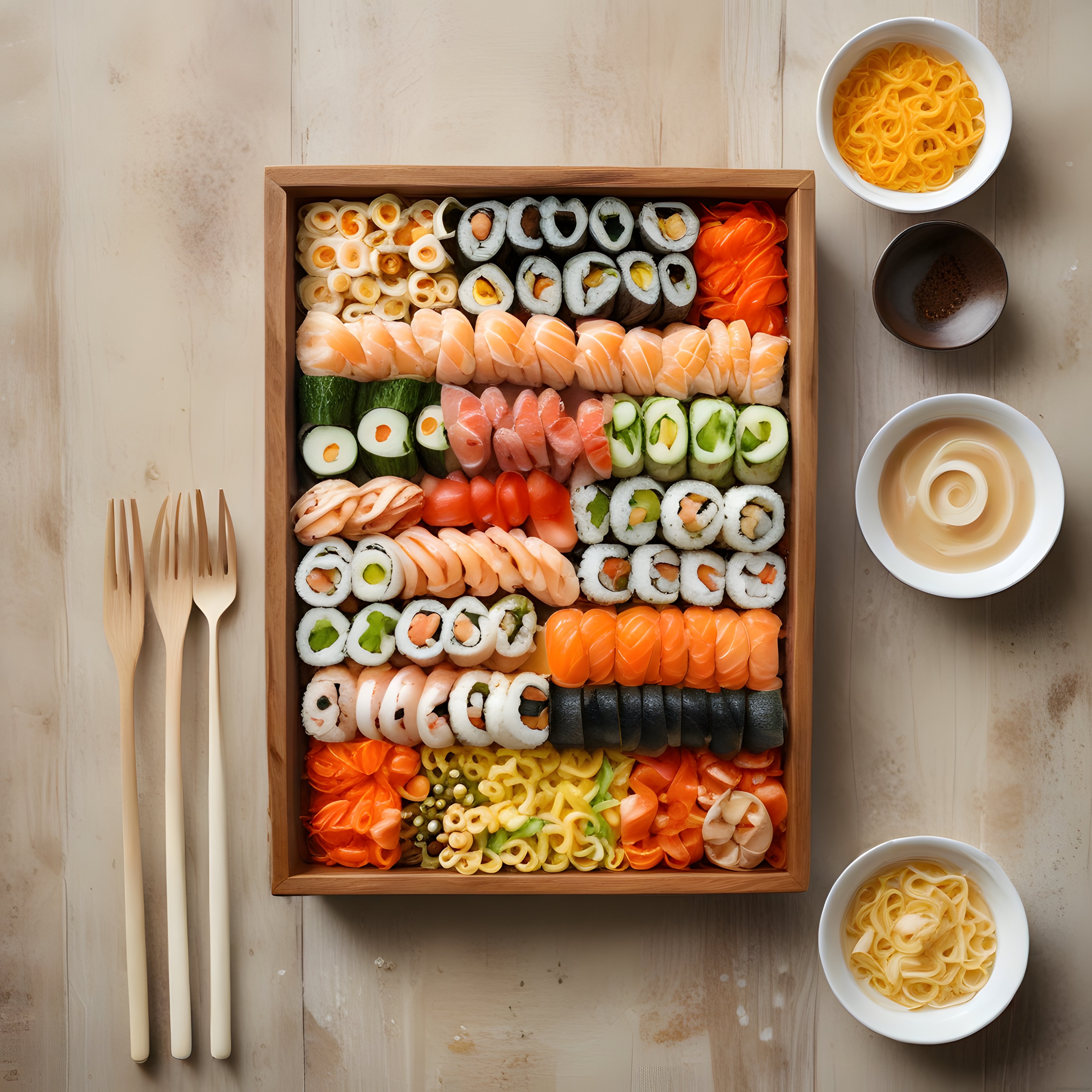Japon Mutfağından Nefis Sushi Çeşitleri ve Makarna Sunumu ile Lezzet Şöleni