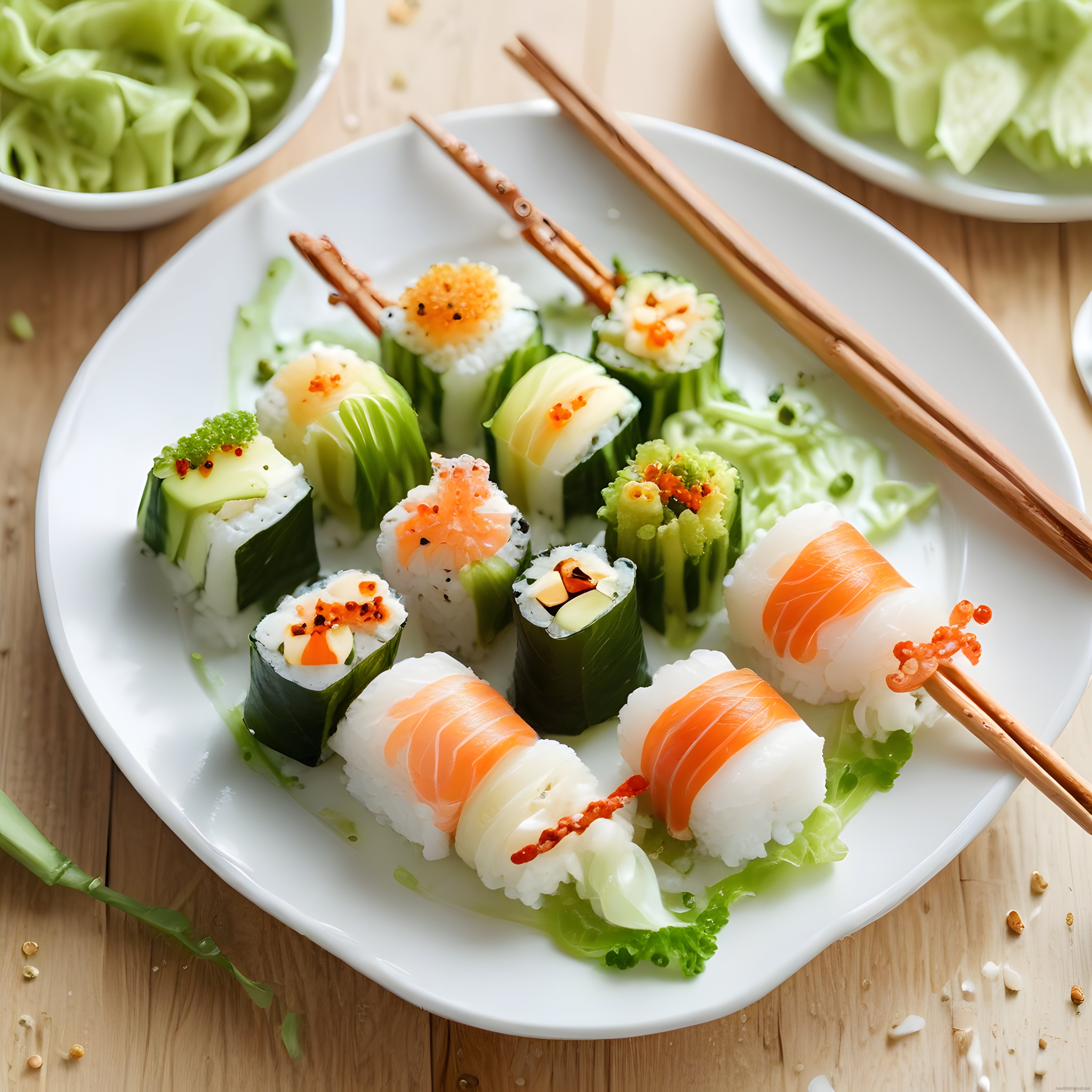 Japon Mutfağından Nefis Suşi Tabağı: Nigiri ve Renkli Rulo Çeşitleri
