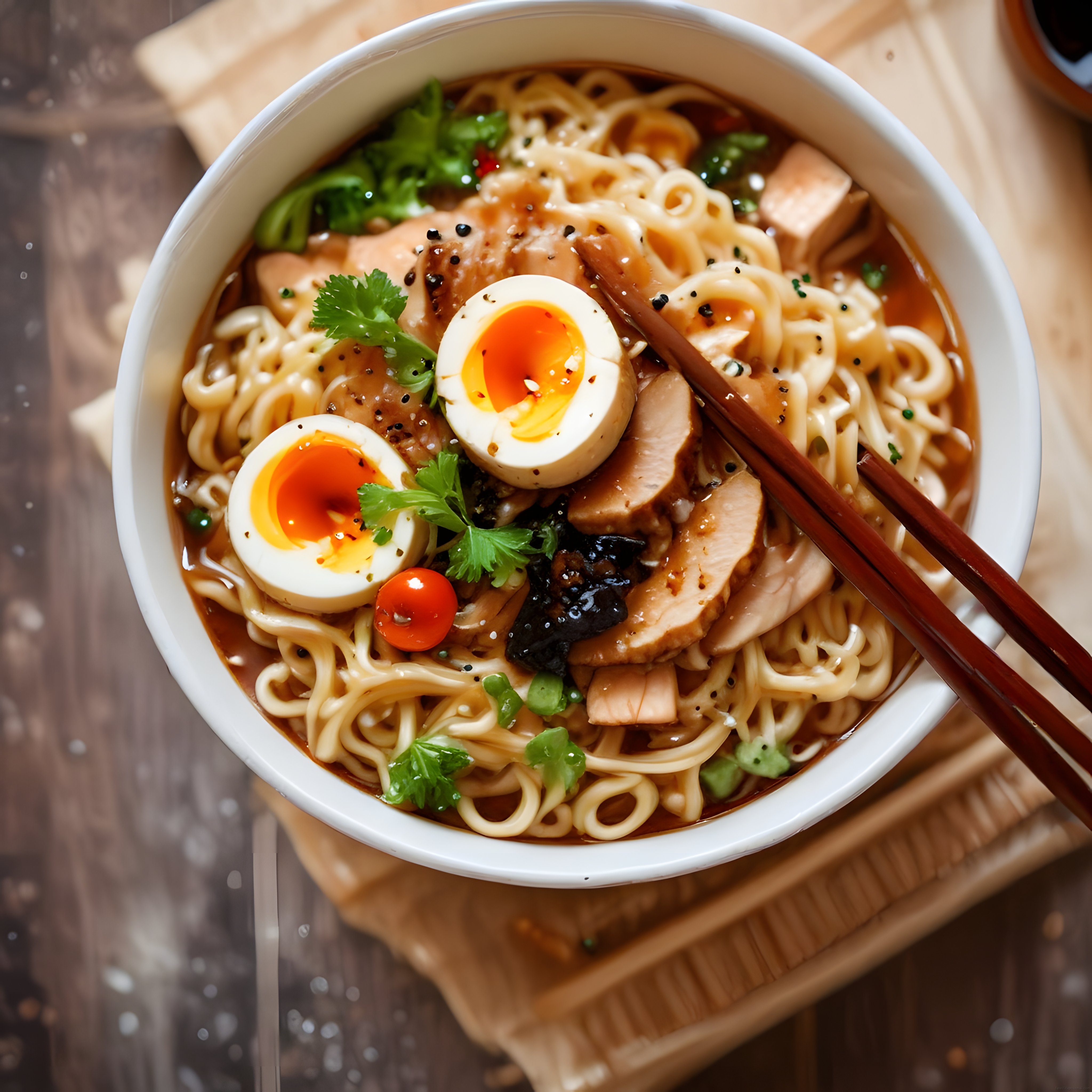 Japon Mutfağından Tavuklu ve Yumurtalı Sıcacık Ramen Çorbası