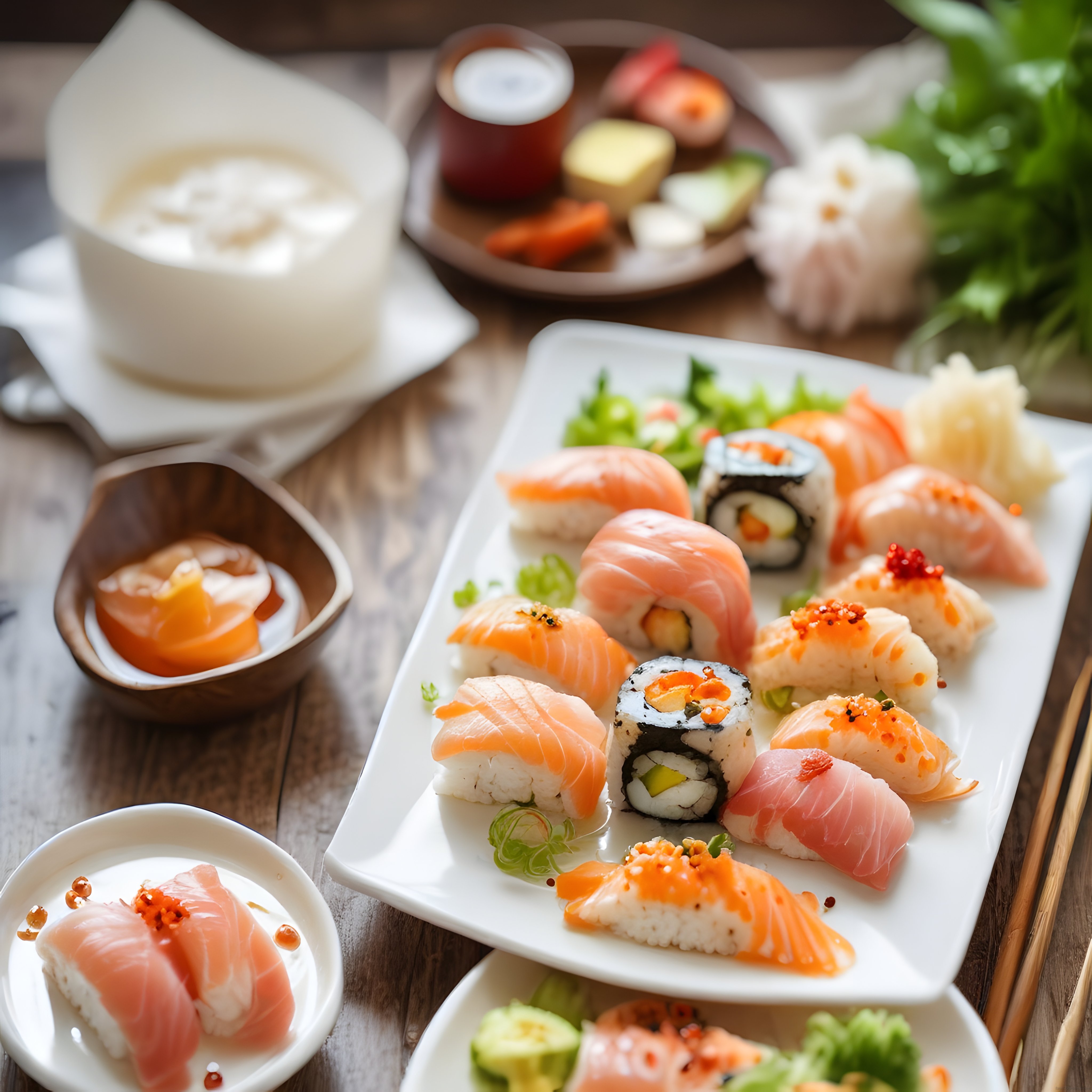 Japon Mutfağından Taze Somonlu Nigiri ve Maki Sushi Çeşitleri