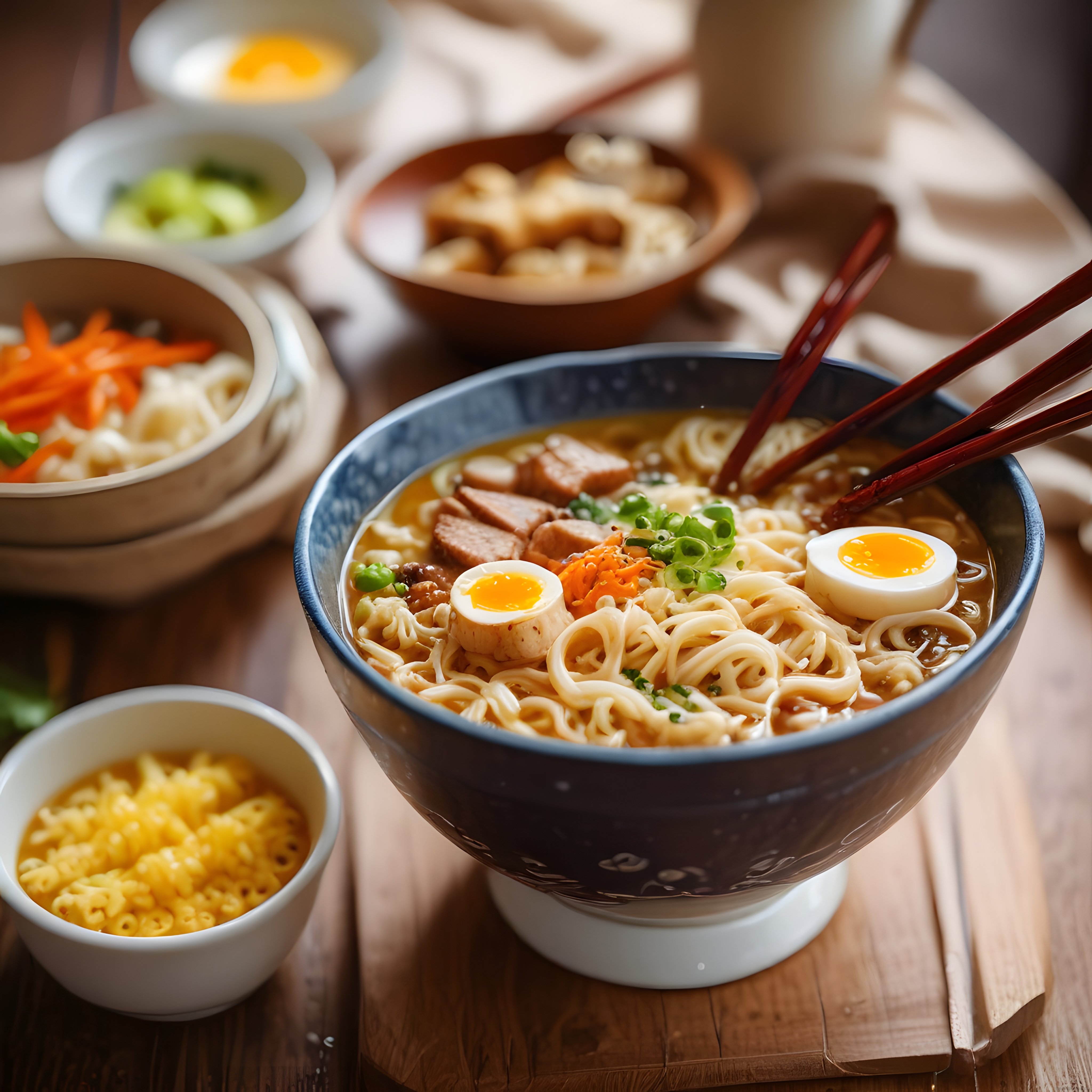 Japon Ramen Kasesi: Sıcak Erişte Çorbası ve Taze Malzemelerle Şık Sunum