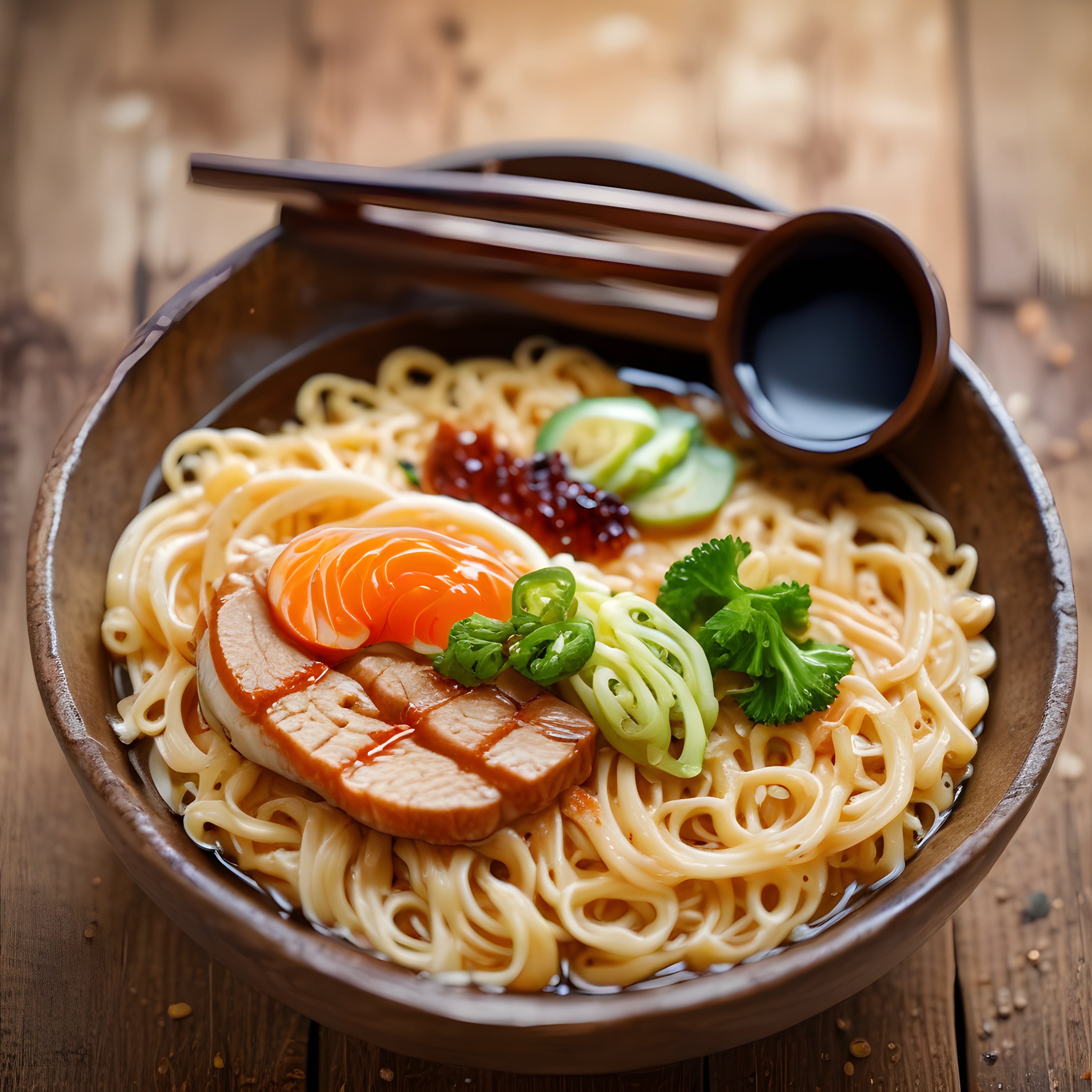 Japon Rameni: Ahşap Kasede Domuz Eti ve Yarı Pişmiş Yumurtalı Erişte Çorbası