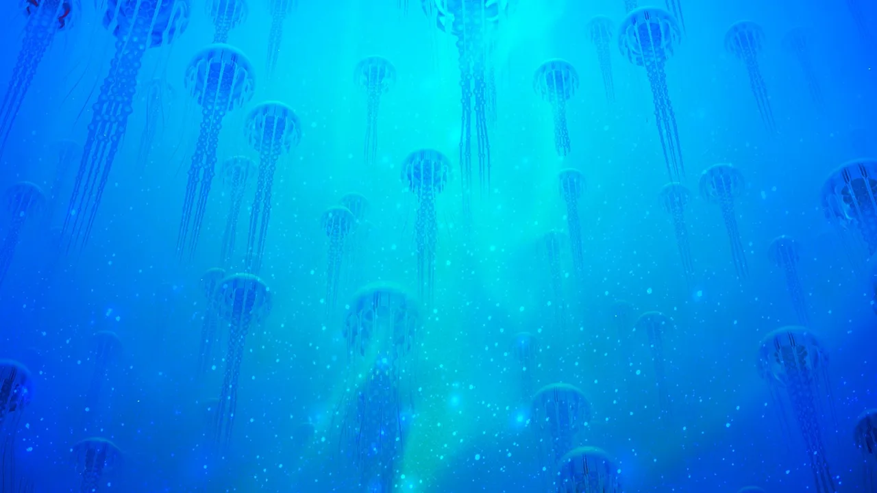 Jölebalığı sürüsü deniz altı manzarası - egzotik su altı
