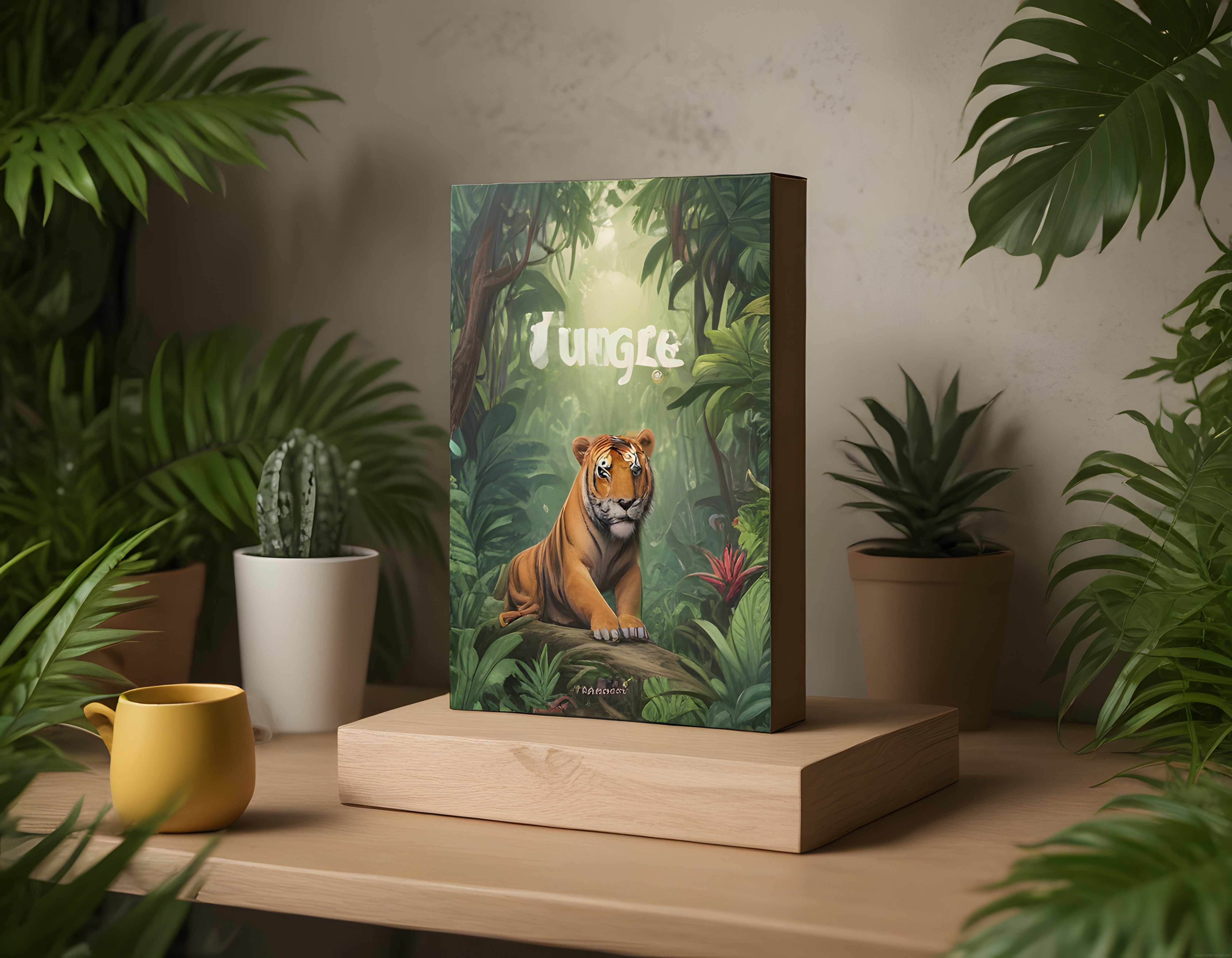 Jungle Temalı Kaplan Kapak Tasarımı ve Doğal İç Mekan Bitki Dekorasyonu