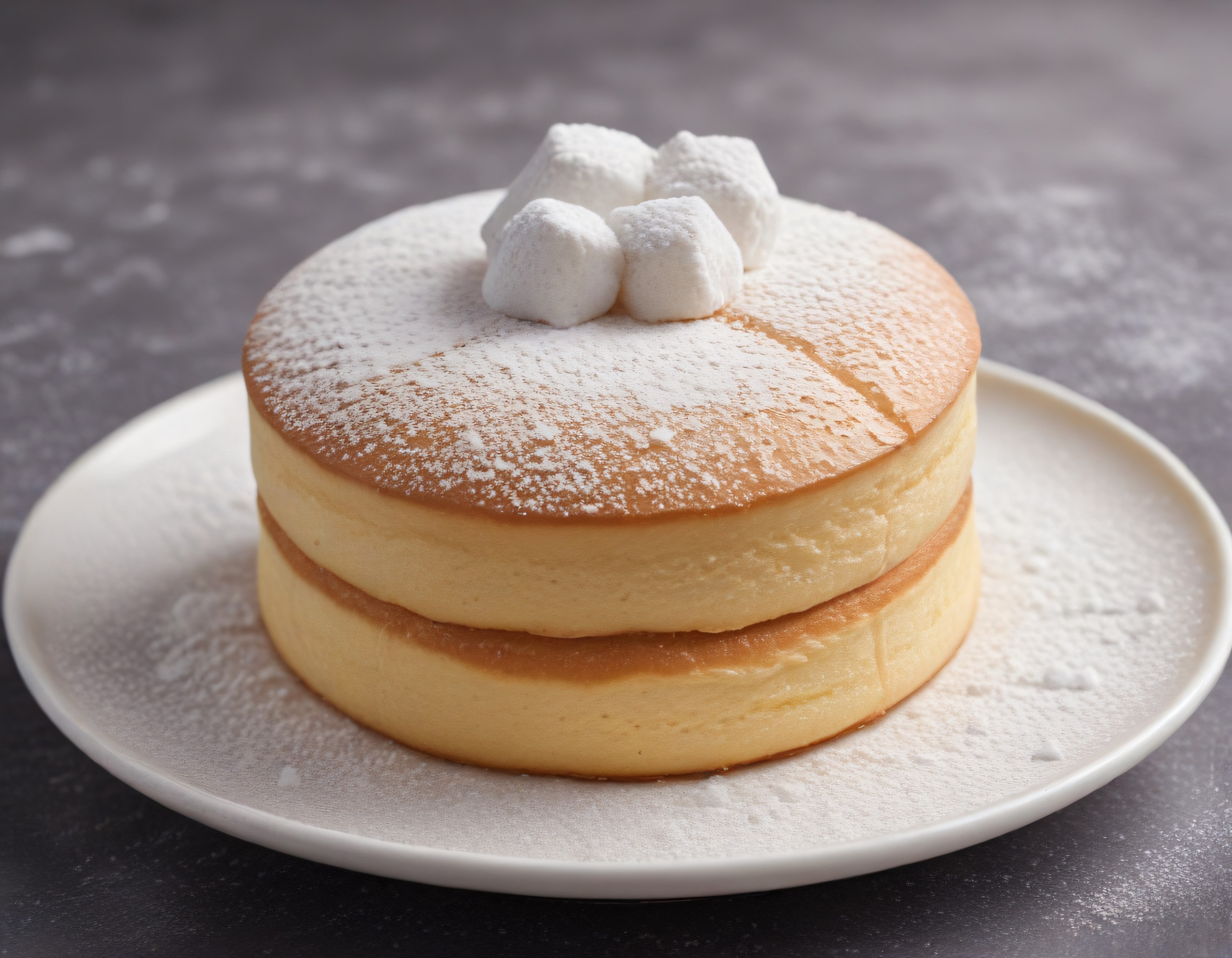 Kabarık Japon Souffle Pankek: Marshmallowlu ve Pudra Şekerli Tatlı Sunum