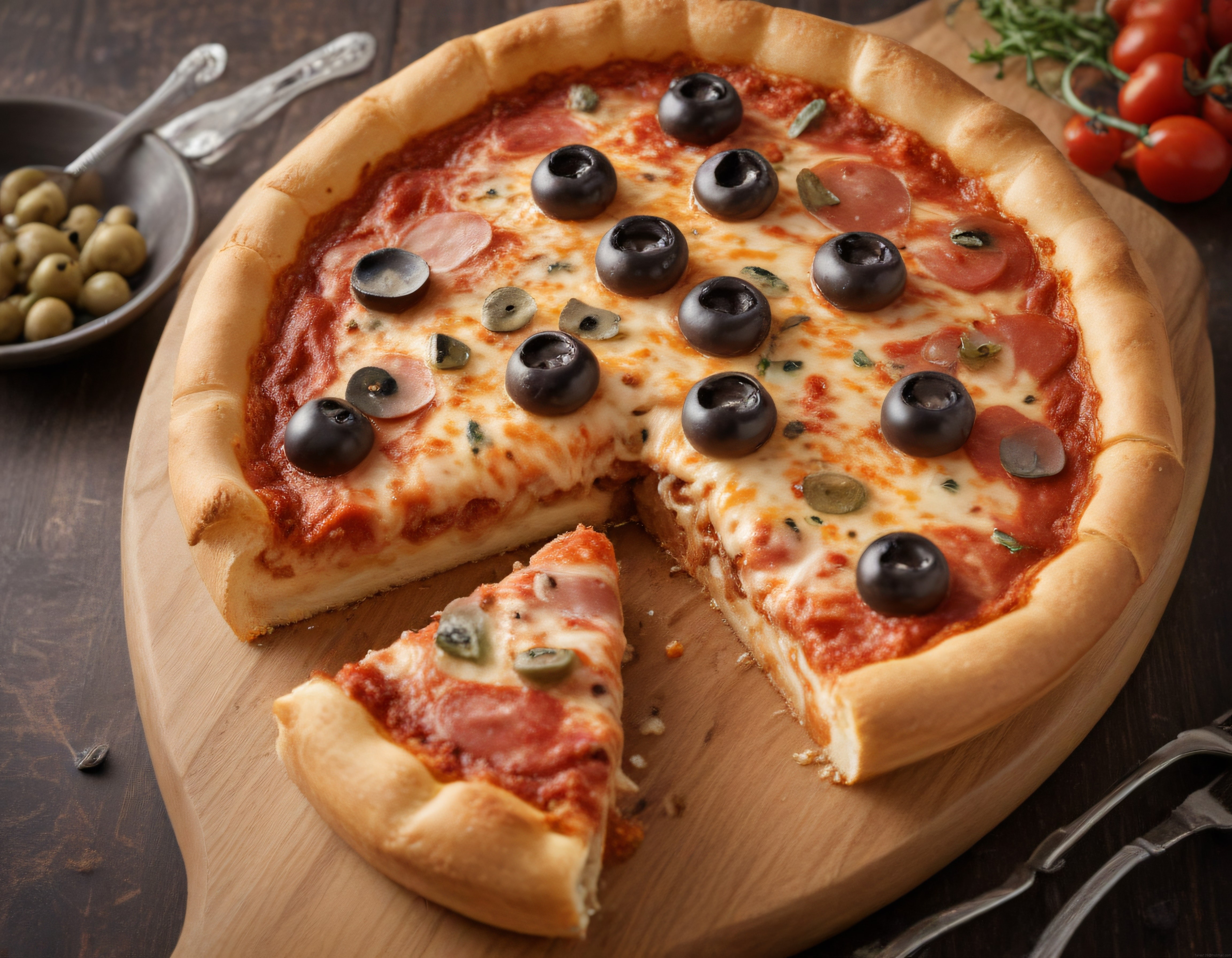 Kabarmış Kenarlı Sucuklu Zeytinli Pizza: Ev Usulü İtalyan Lezzeti
