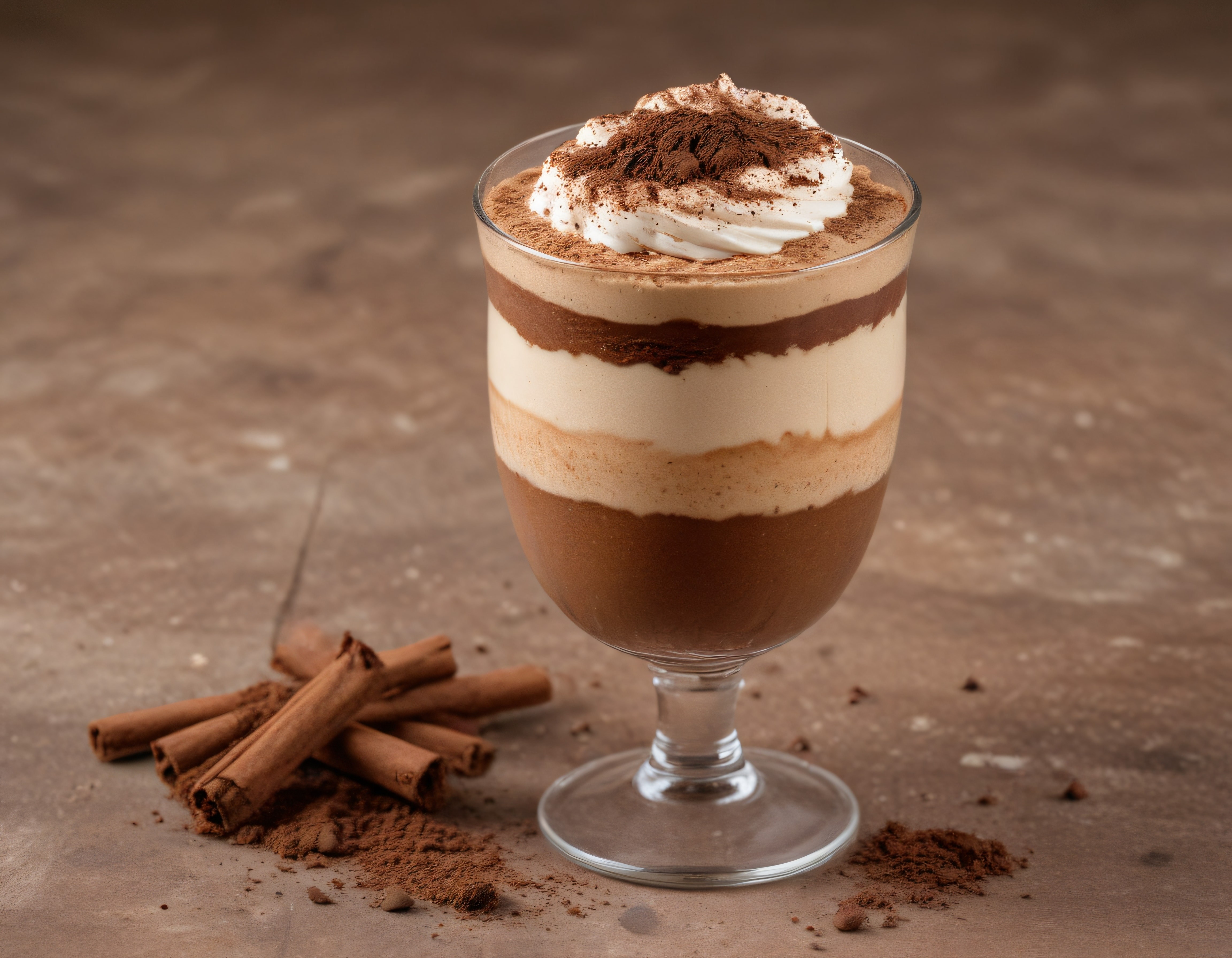 Kadehte Katmanlı İtalyan Tiramisu Tatlısı Tarçın ve Kakao Süslemeli