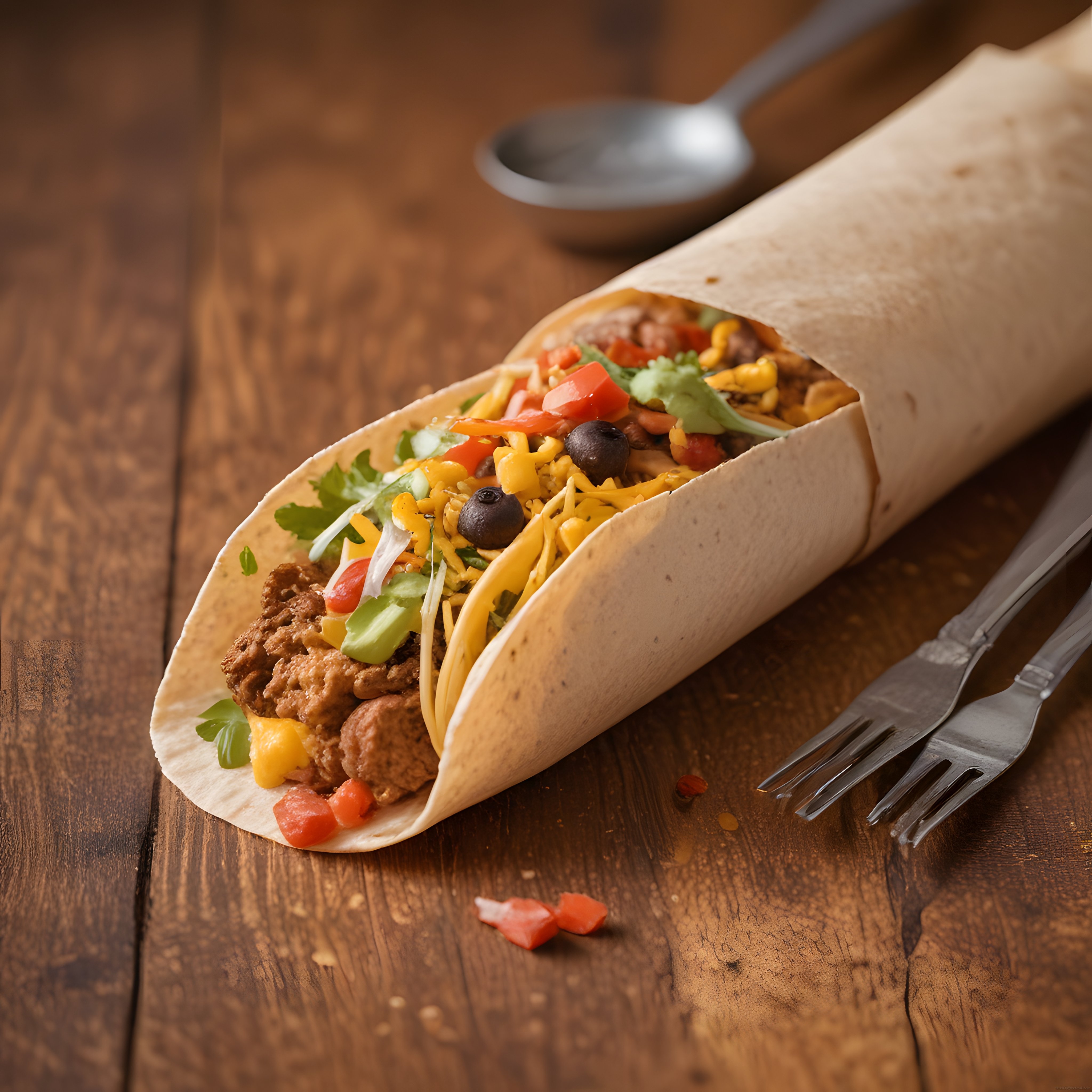 Kağıda Sarılmış Etli Burrito: Meksika Lezzetinden Esintiler ve Taze Sebzeler