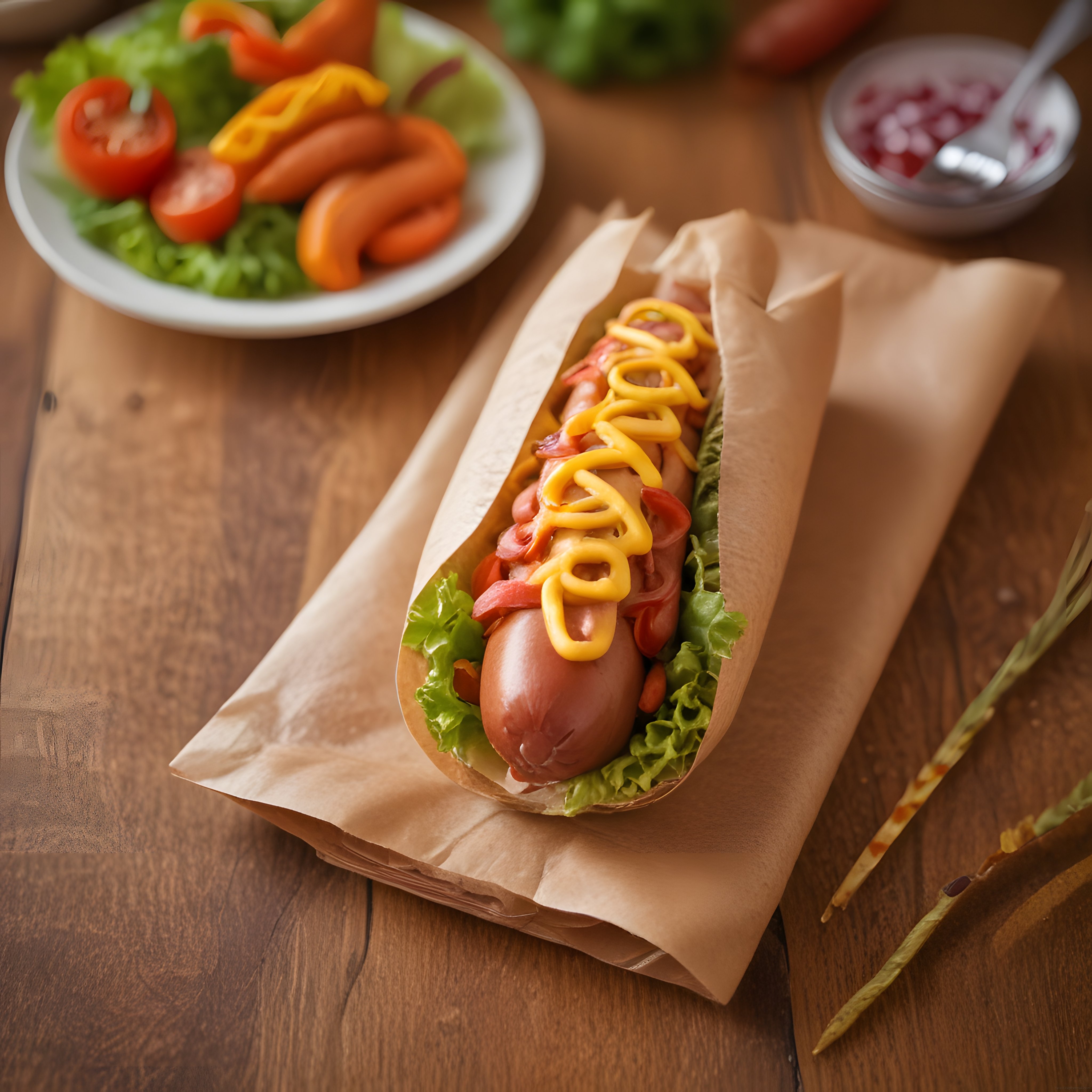 Kağıda Sarılmış Klasik Hot Dog: Hardal Soslu ve Domatesli Sokak Lezzeti
