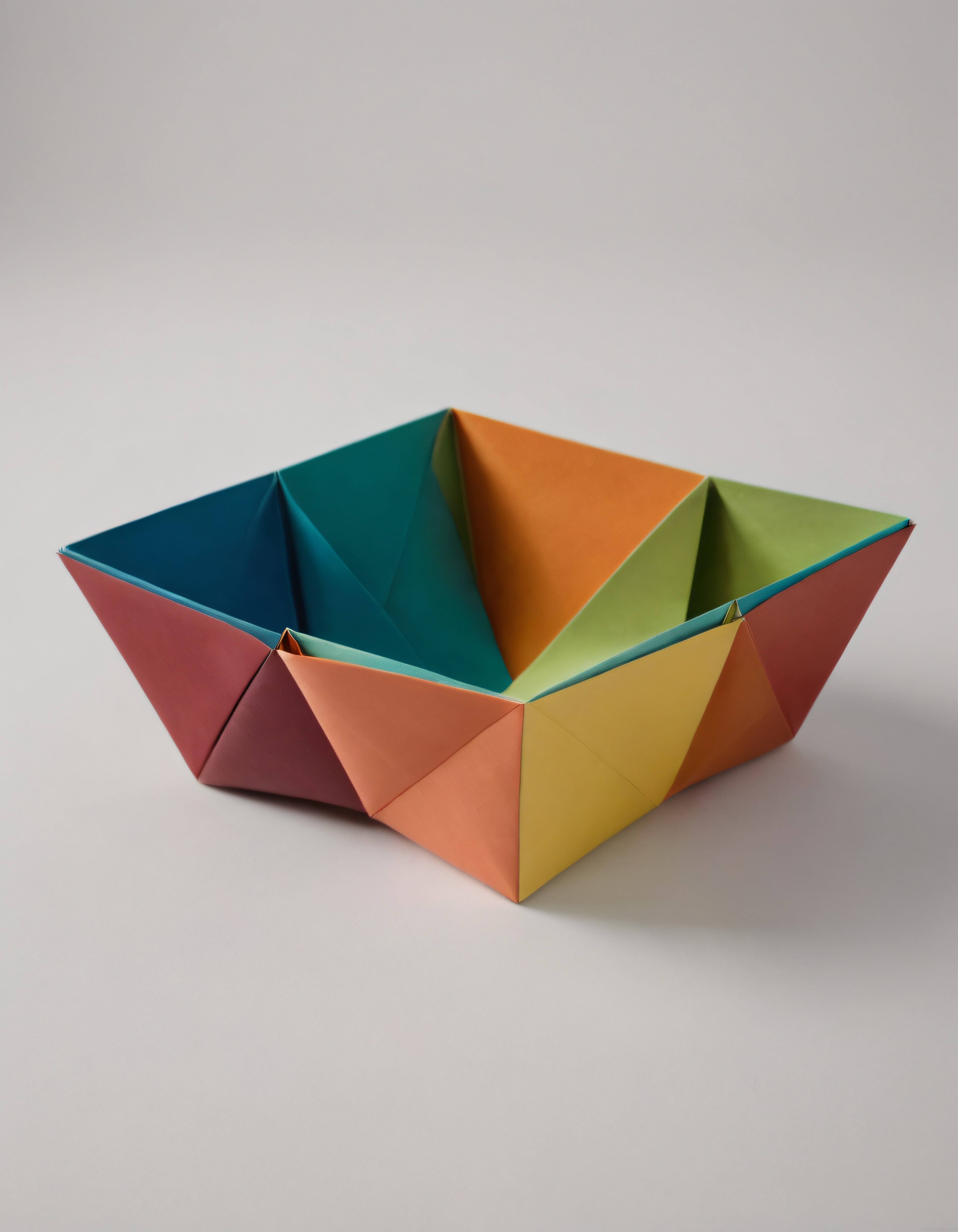Kağıt Katlama Sanatından Renkli Geometrik Dekoratif Kase Yapımı
