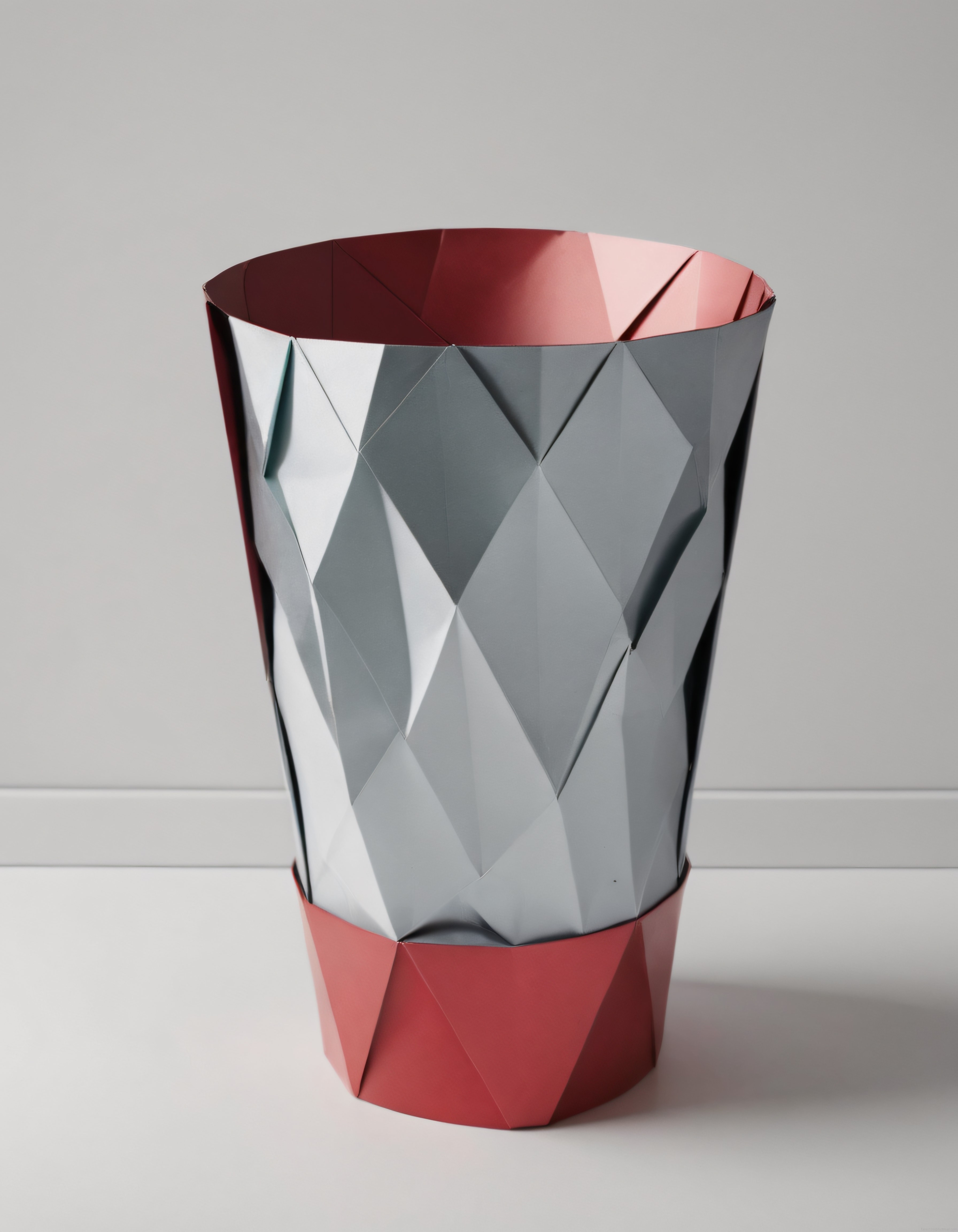 Kağıt Katlama Sanatıyla Oluşturulmuş Geometrik Desenli Modern Vazo Tasarımı