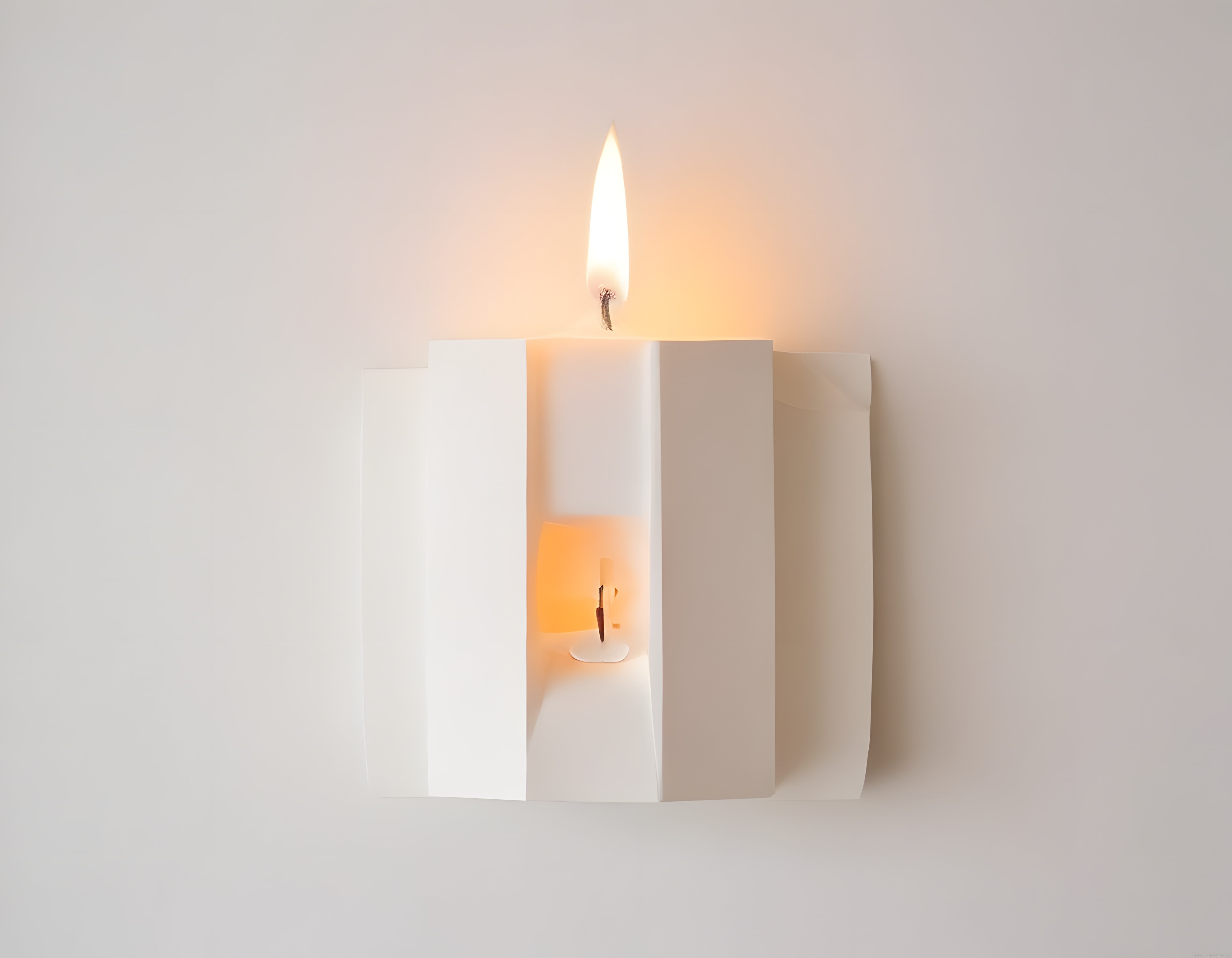 Kağıt Katlama Sanatıyla Yapılmış Minimalist Mum Dekorasyonu ve Işık Oyunu