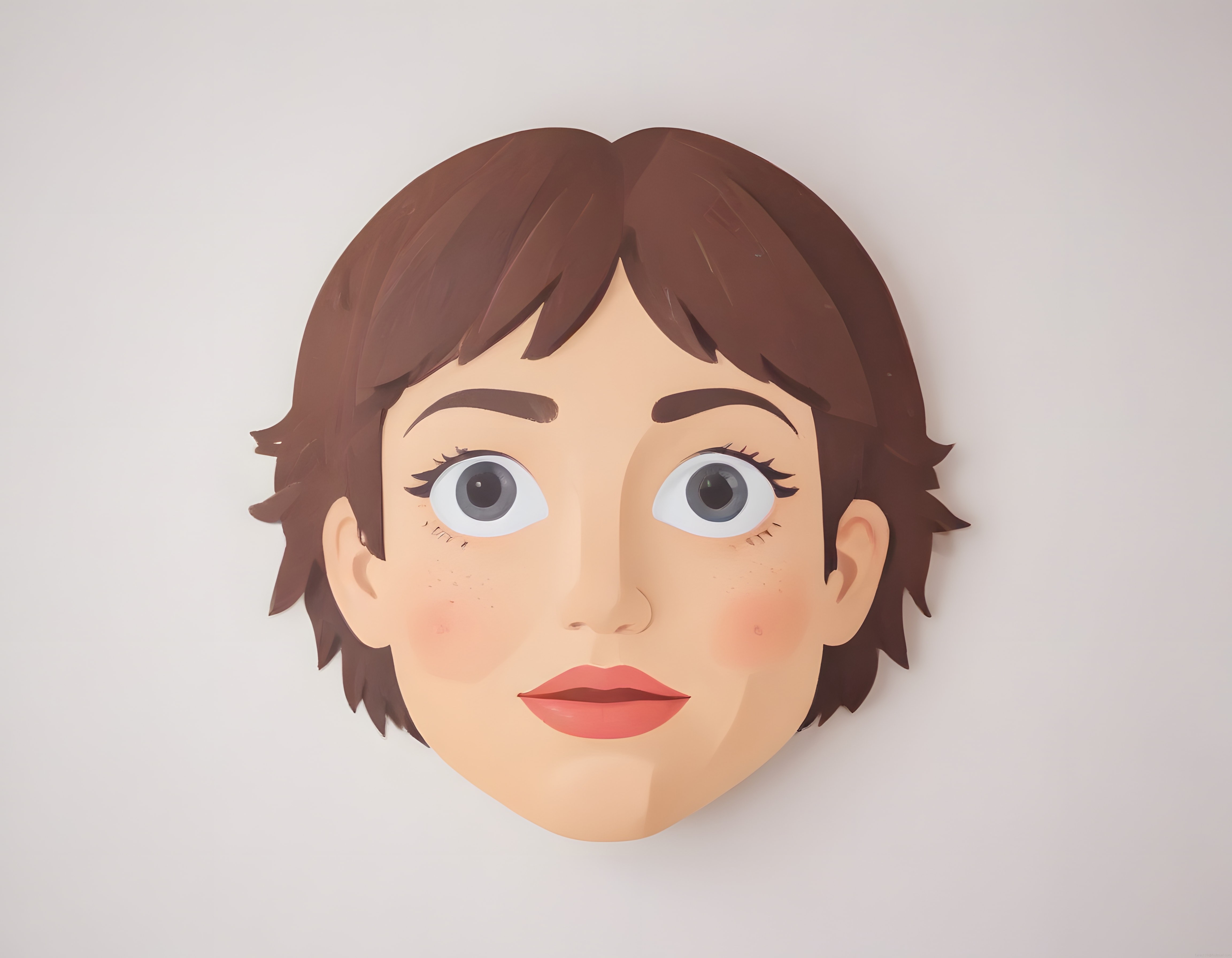Kağıt Katman Efektli Sevimli 3D Karakter Yüzü ve Minimalist Dijital Portre