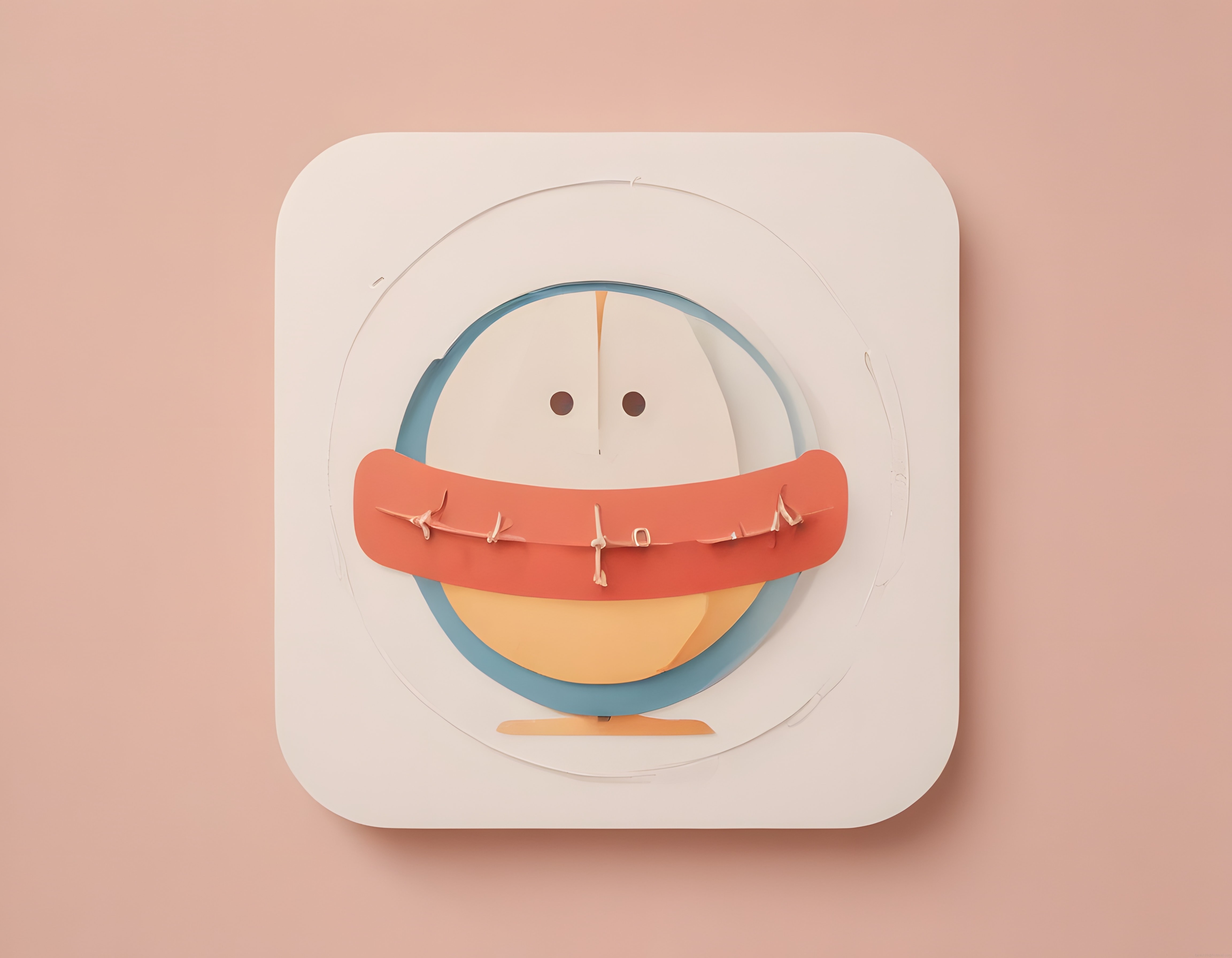 Kağıt Kesim Stilinde Minimalist Kasklı Karakter ve Pastel Renkli Dijital Sanat